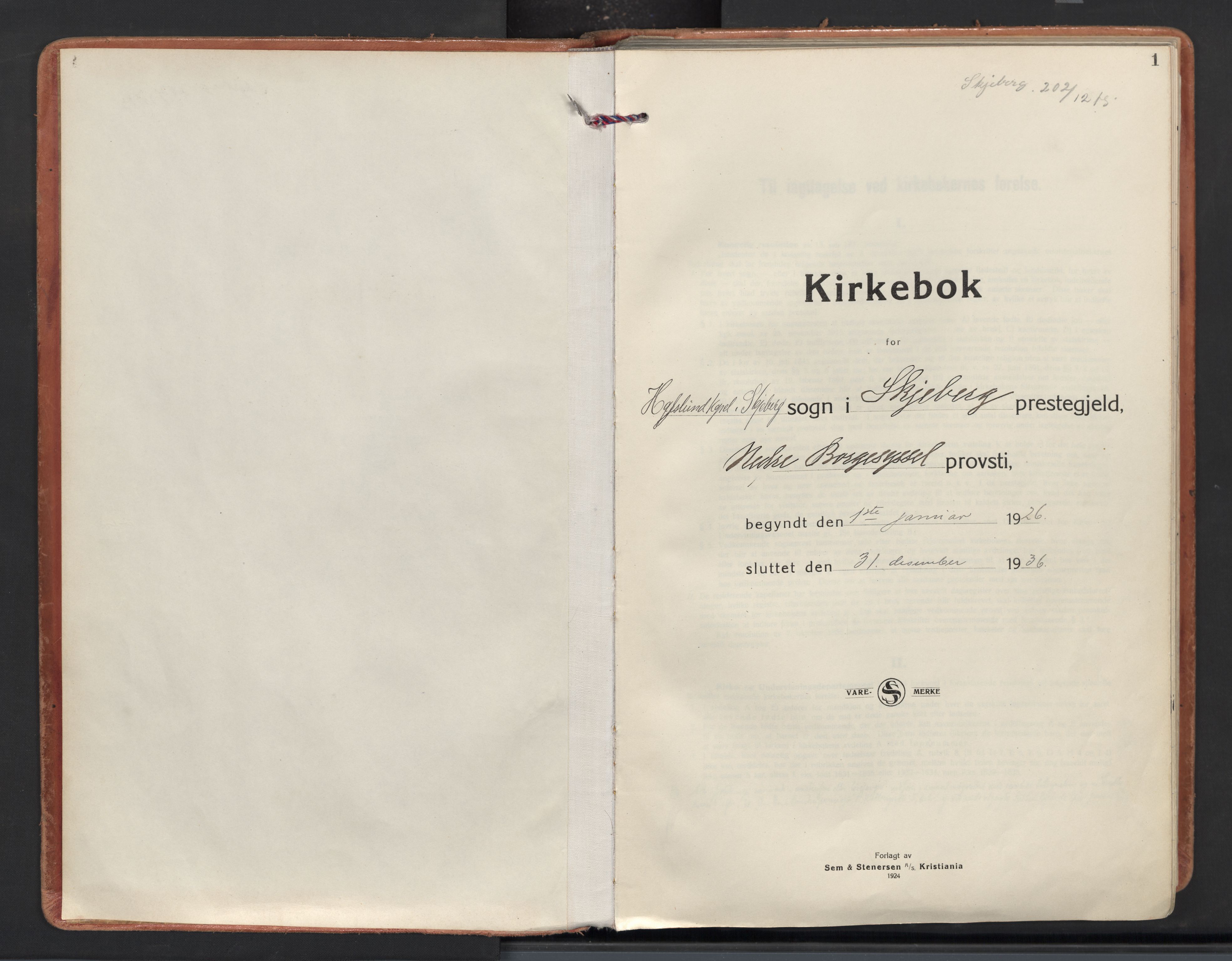 Skjeberg prestekontor Kirkebøker, AV/SAO-A-10923/F/Fd/L0002: Parish register (official) no. IV 2, 1926-1936, p. 1