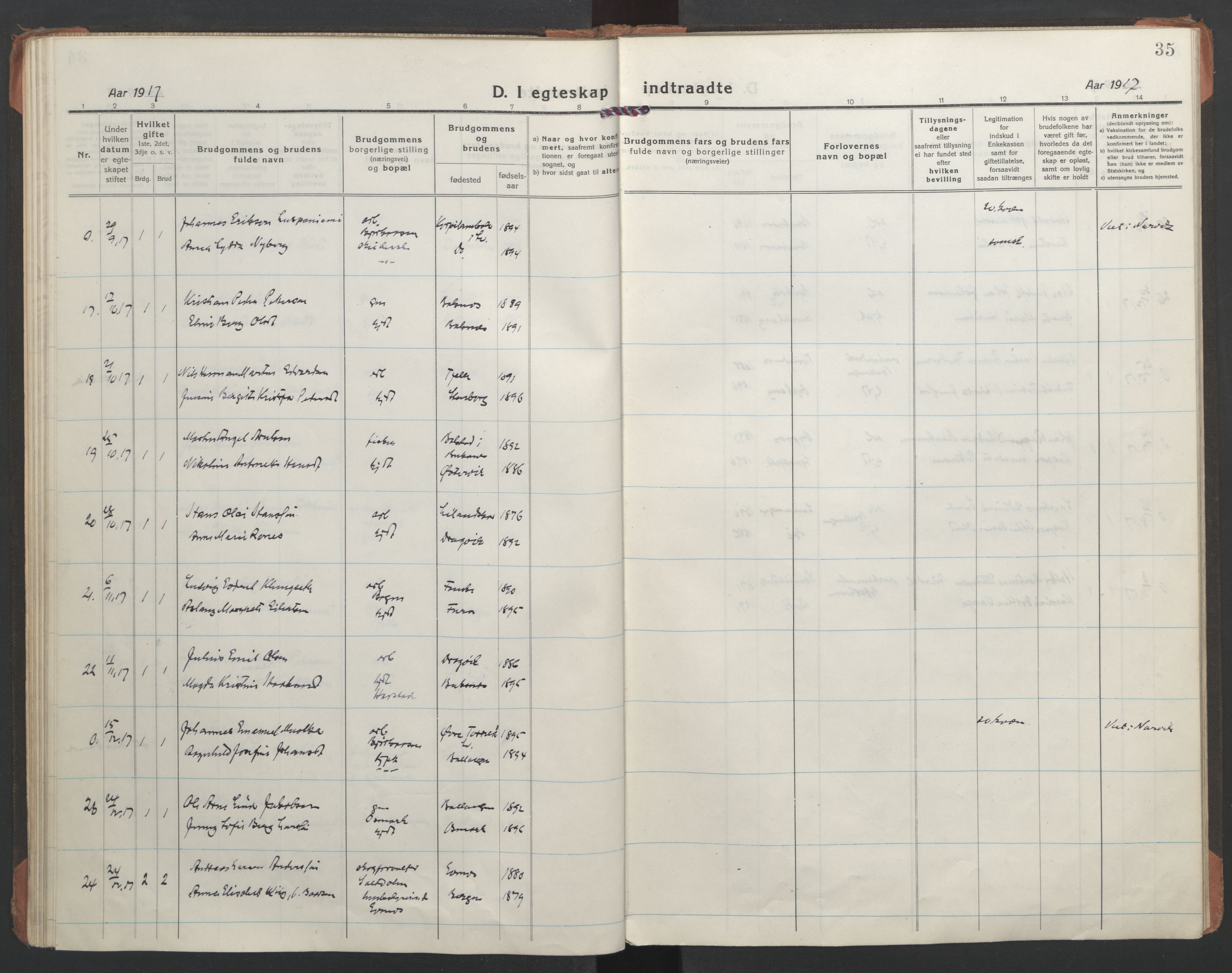 Ministerialprotokoller, klokkerbøker og fødselsregistre - Nordland, AV/SAT-A-1459/863/L0902: Parish register (official) no. 863A14, 1906-1937, p. 35