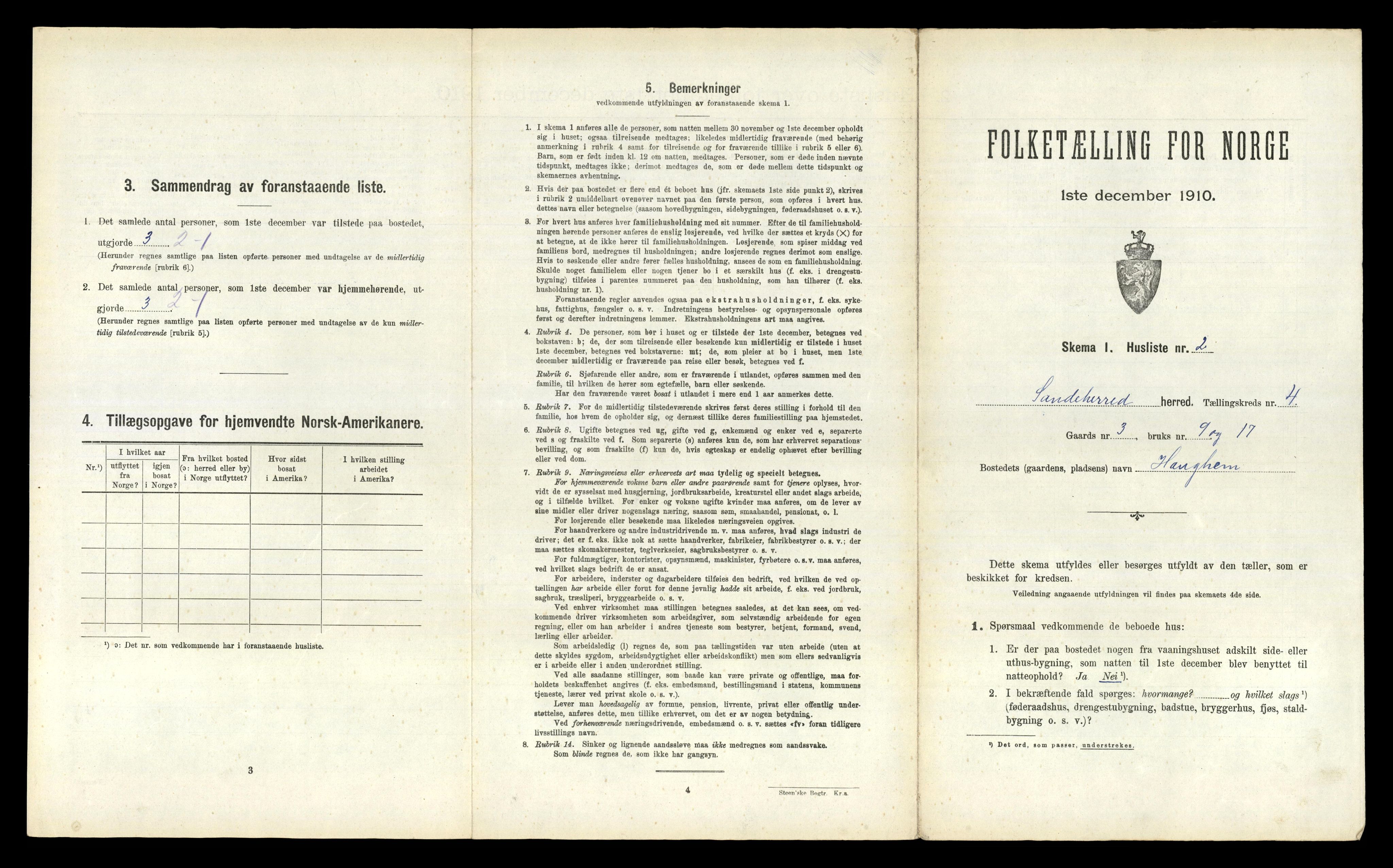 RA, 1910 census for Sandeherred, 1910, p. 743