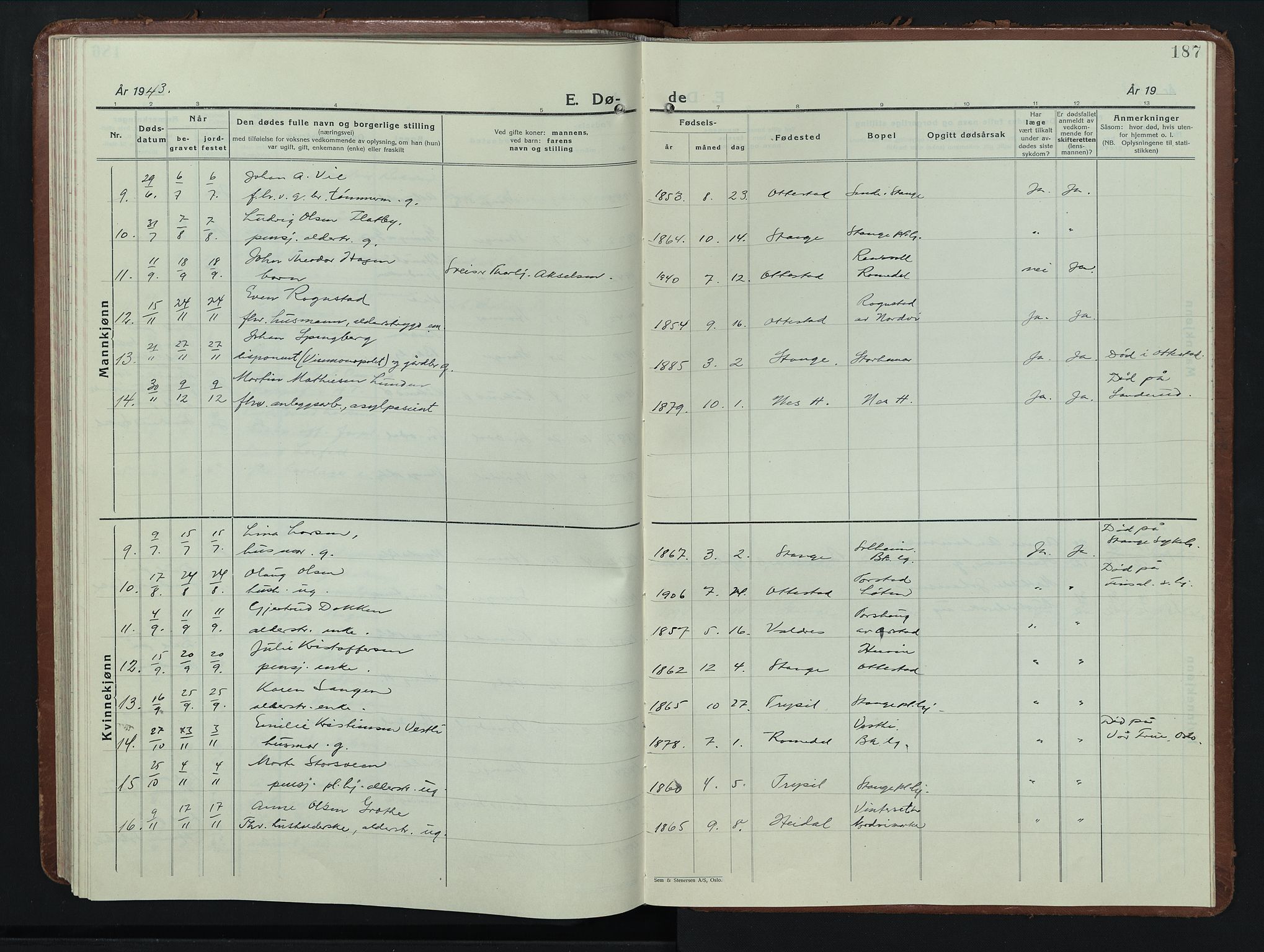 Stange prestekontor, AV/SAH-PREST-002/L/L0019: Parish register (copy) no. 19, 1929-1947, p. 187