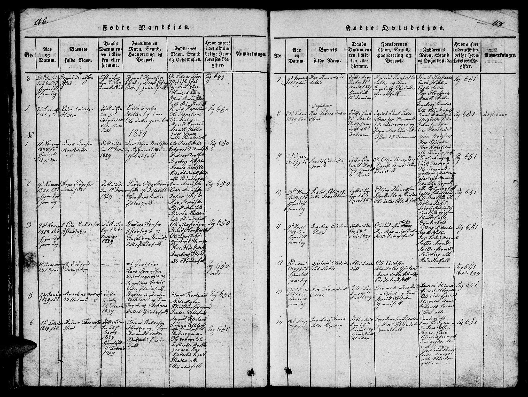 Ministerialprotokoller, klokkerbøker og fødselsregistre - Møre og Romsdal, SAT/A-1454/557/L0683: Parish register (copy) no. 557C01, 1818-1862, p. 46-47