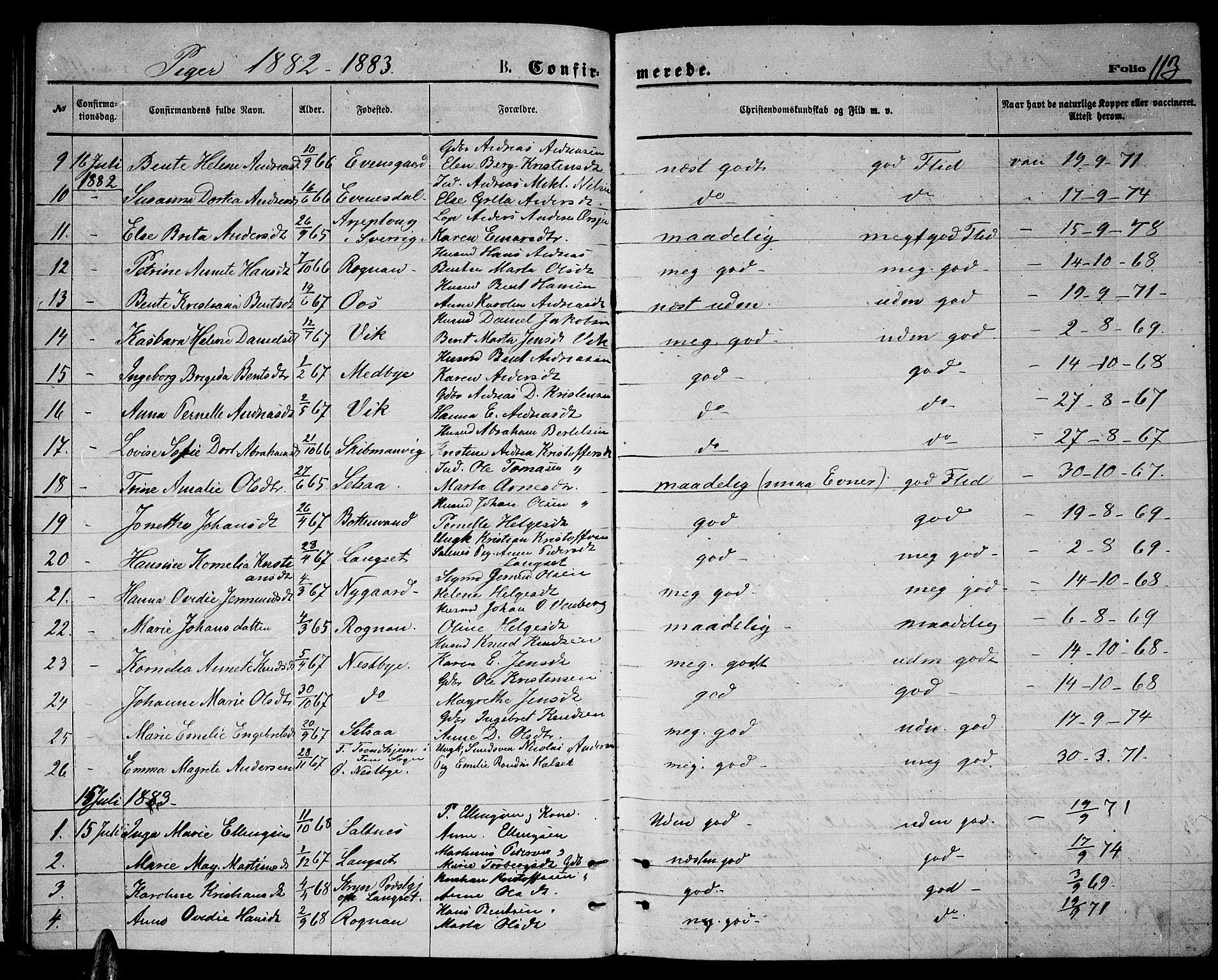 Ministerialprotokoller, klokkerbøker og fødselsregistre - Nordland, SAT/A-1459/847/L0679: Parish register (copy) no. 847C07, 1870-1888, p. 113
