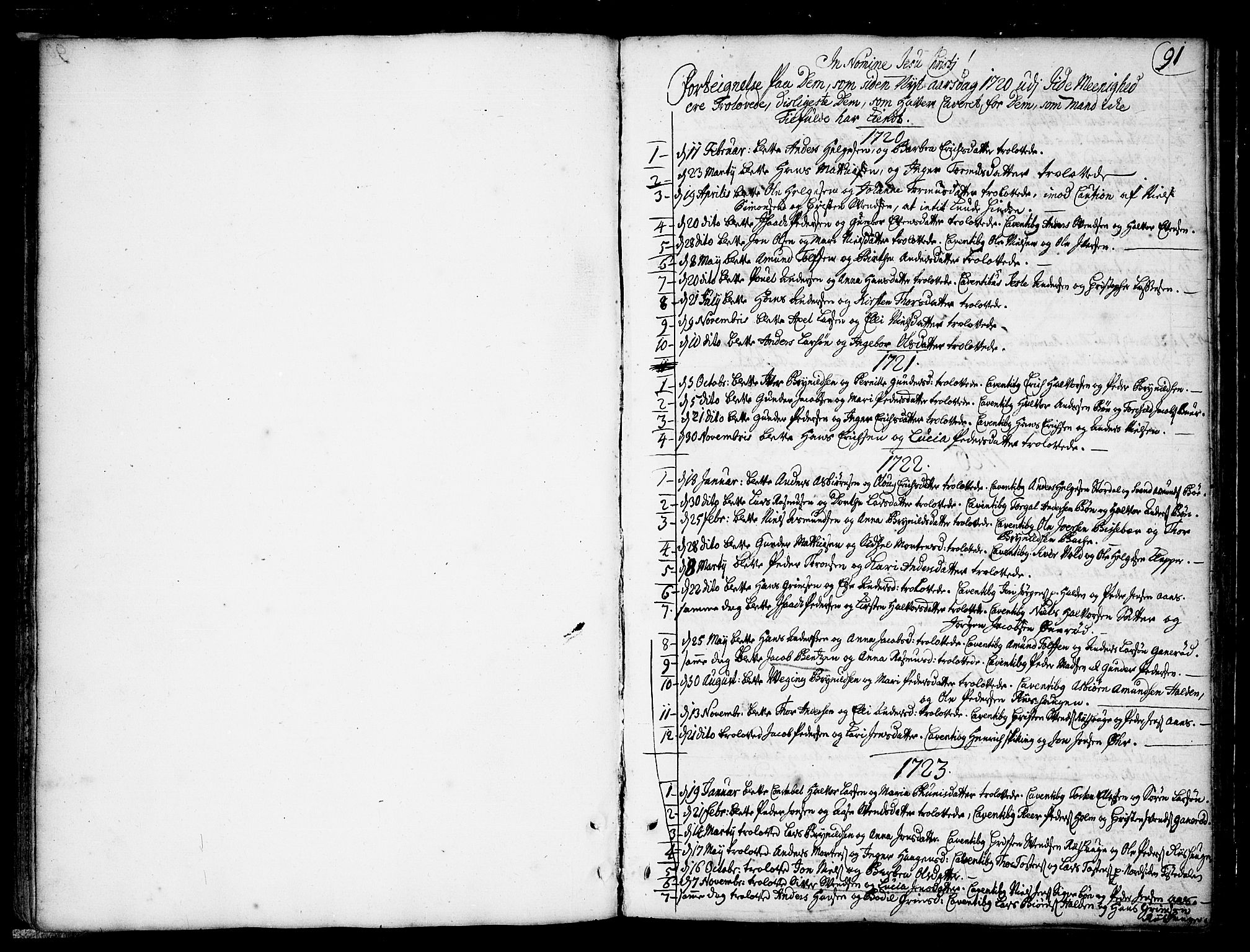 Idd prestekontor Kirkebøker, SAO/A-10911/F/Fa/L0001: Parish register (official) no. I 1, 1720-1769, p. 91