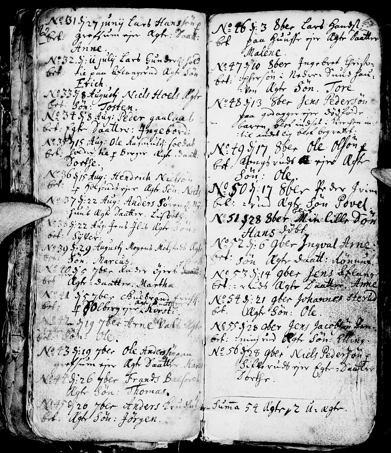 Nes prestekontor, Hedmark, AV/SAH-PREST-020/L/La/L0001: Parish register (copy) no. 1, 1663-1784, p. 62-63