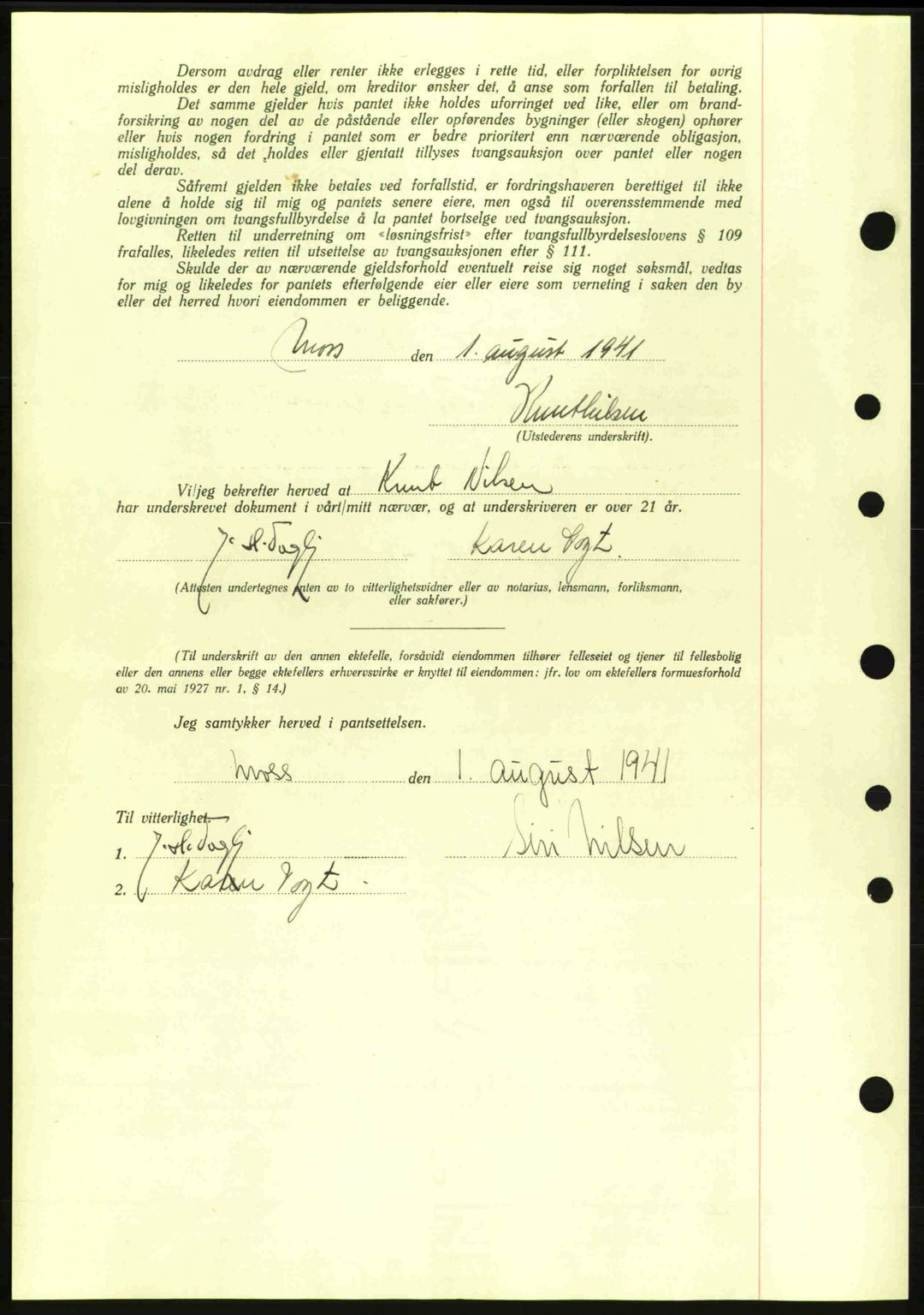 Moss sorenskriveri, AV/SAO-A-10168: Mortgage book no. B11, 1941-1942, Diary no: : 1463/1941