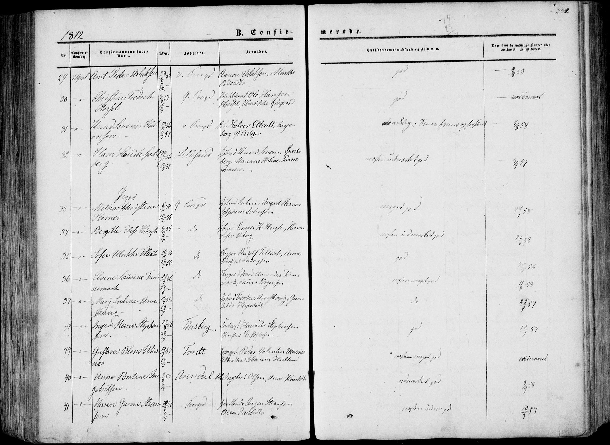 Porsgrunn kirkebøker , AV/SAKO-A-104/F/Fa/L0007: Parish register (official) no. 7, 1858-1877, p. 232