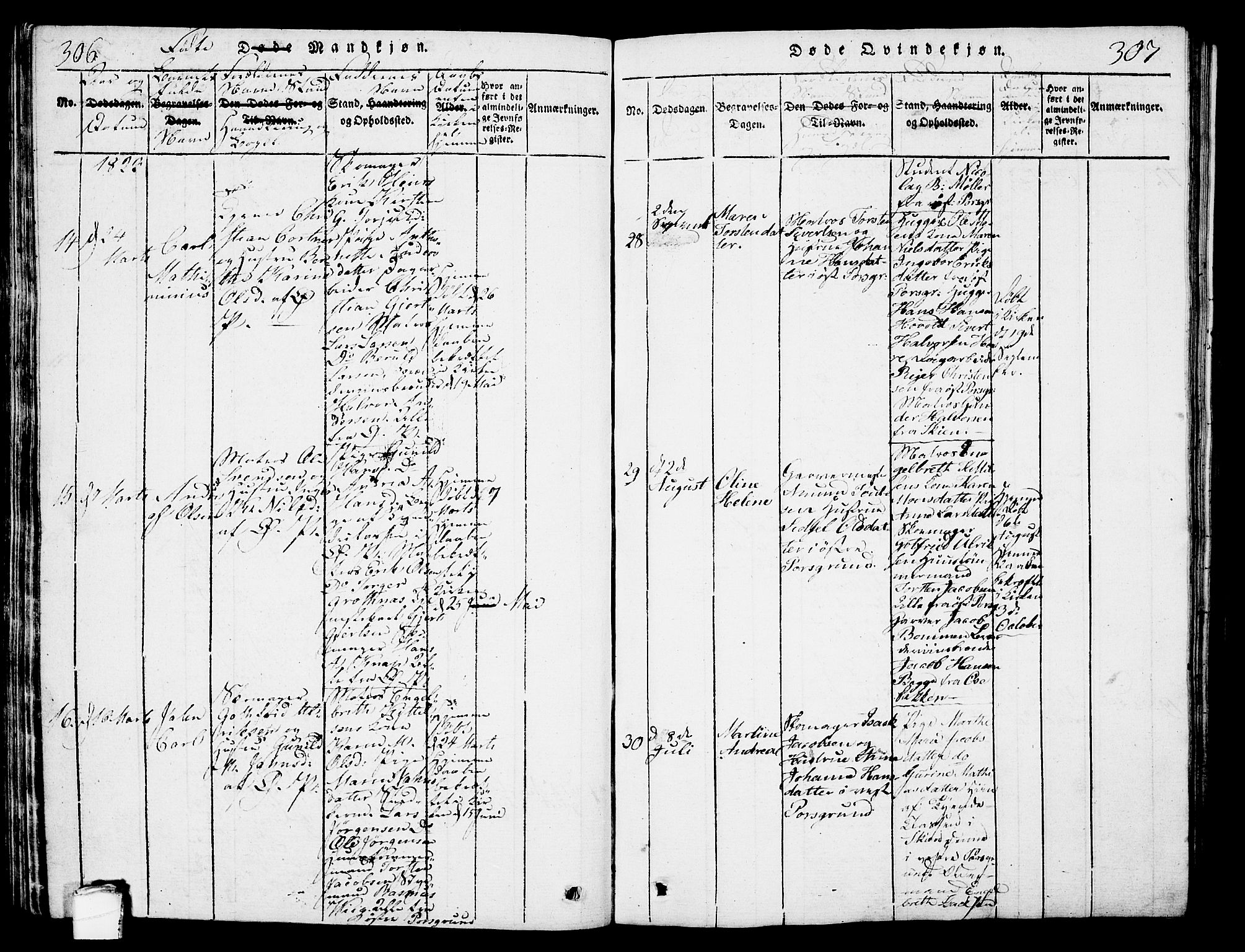 Porsgrunn kirkebøker , AV/SAKO-A-104/G/Gb/L0001: Parish register (copy) no. II 1, 1817-1828, p. 306-307