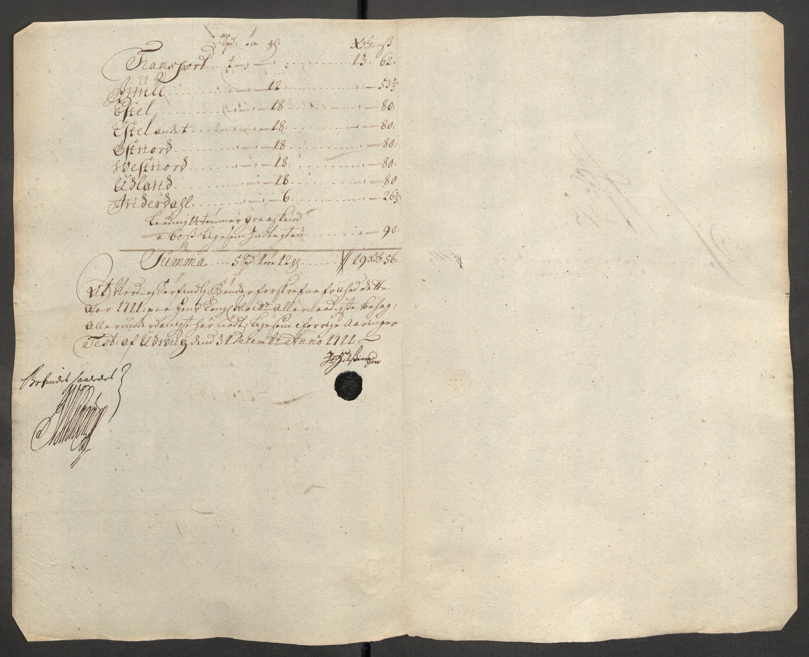 Rentekammeret inntil 1814, Reviderte regnskaper, Fogderegnskap, RA/EA-4092/R63/L4319: Fogderegnskap Inderøy, 1711, p. 446