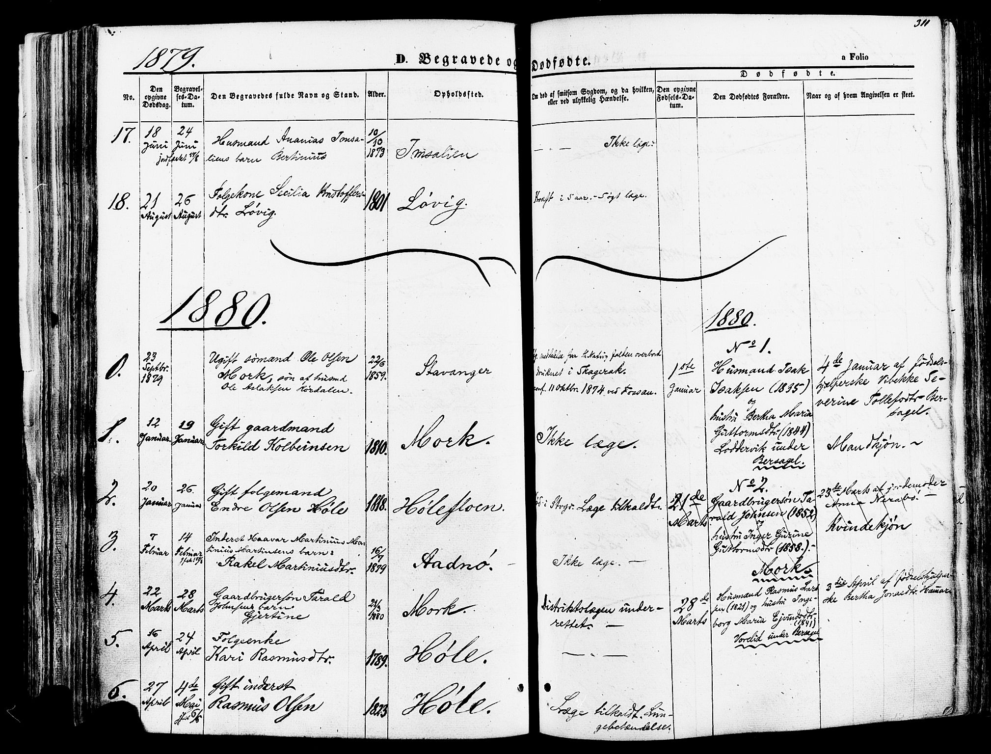Høgsfjord sokneprestkontor, SAST/A-101624/H/Ha/Haa/L0002: Parish register (official) no. A 2, 1855-1885, p. 311