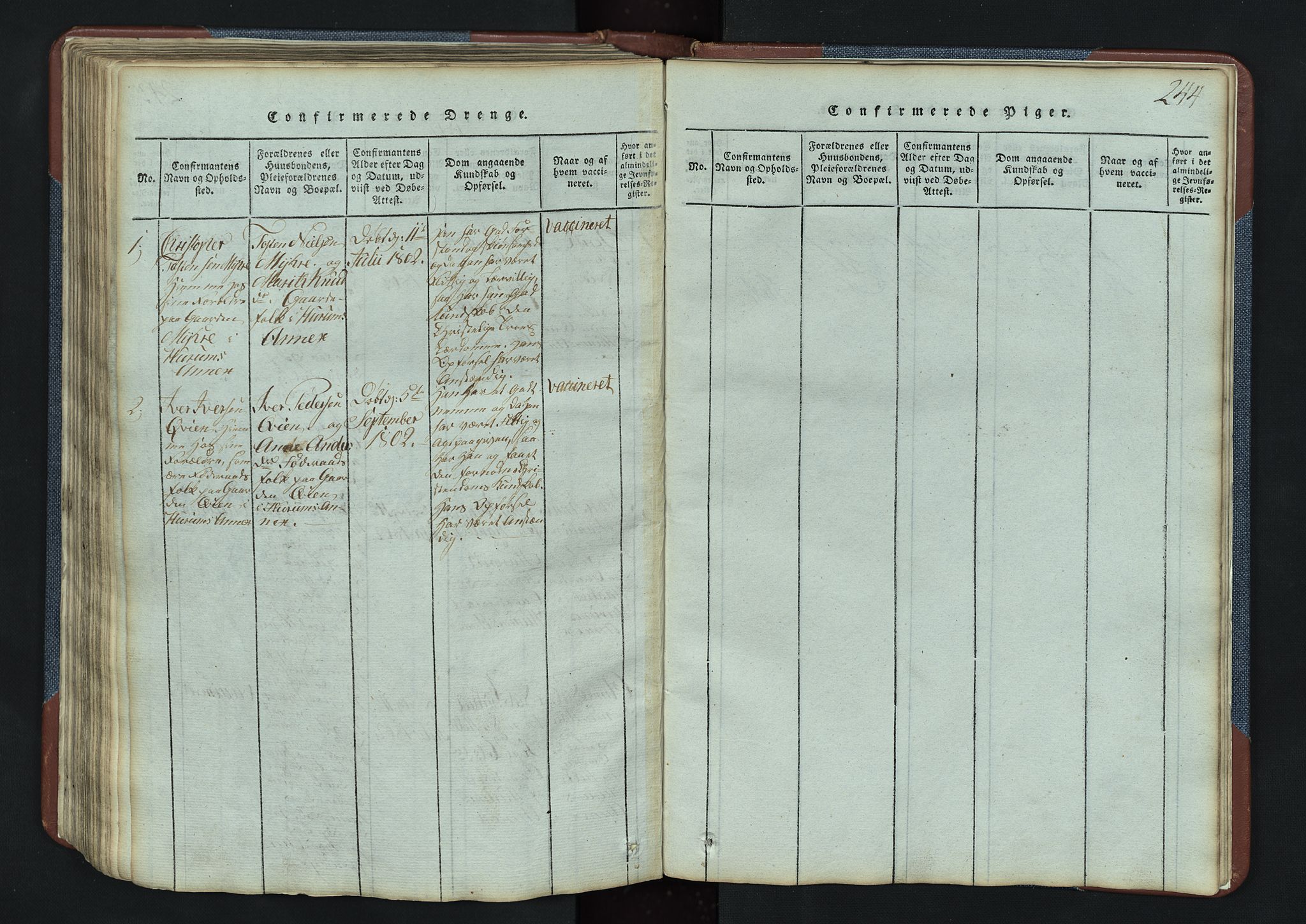 Vang prestekontor, Valdres, SAH/PREST-140/H/Hb/L0003: Parish register (copy) no. 3, 1814-1892, p. 244