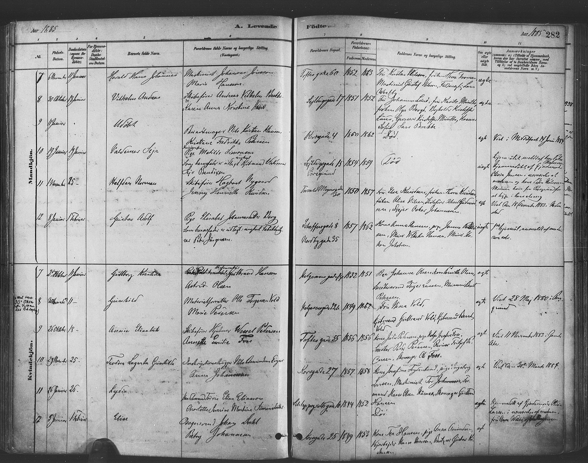 Paulus prestekontor Kirkebøker, AV/SAO-A-10871/F/Fa/L0003: Parish register (official) no. 3, 1879-1887, p. 282