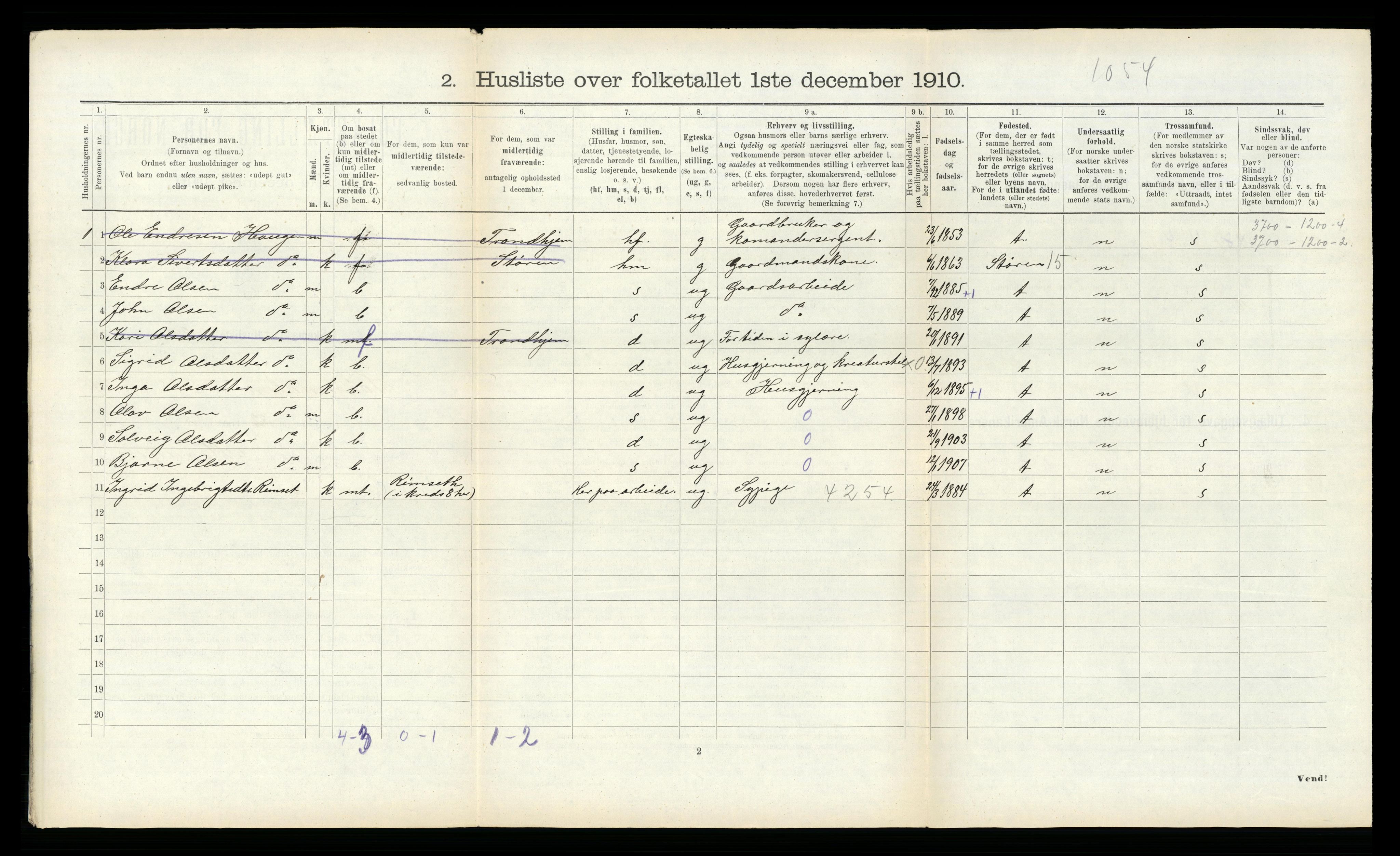 RA, 1910 census for Soknedal, 1910, p. 320