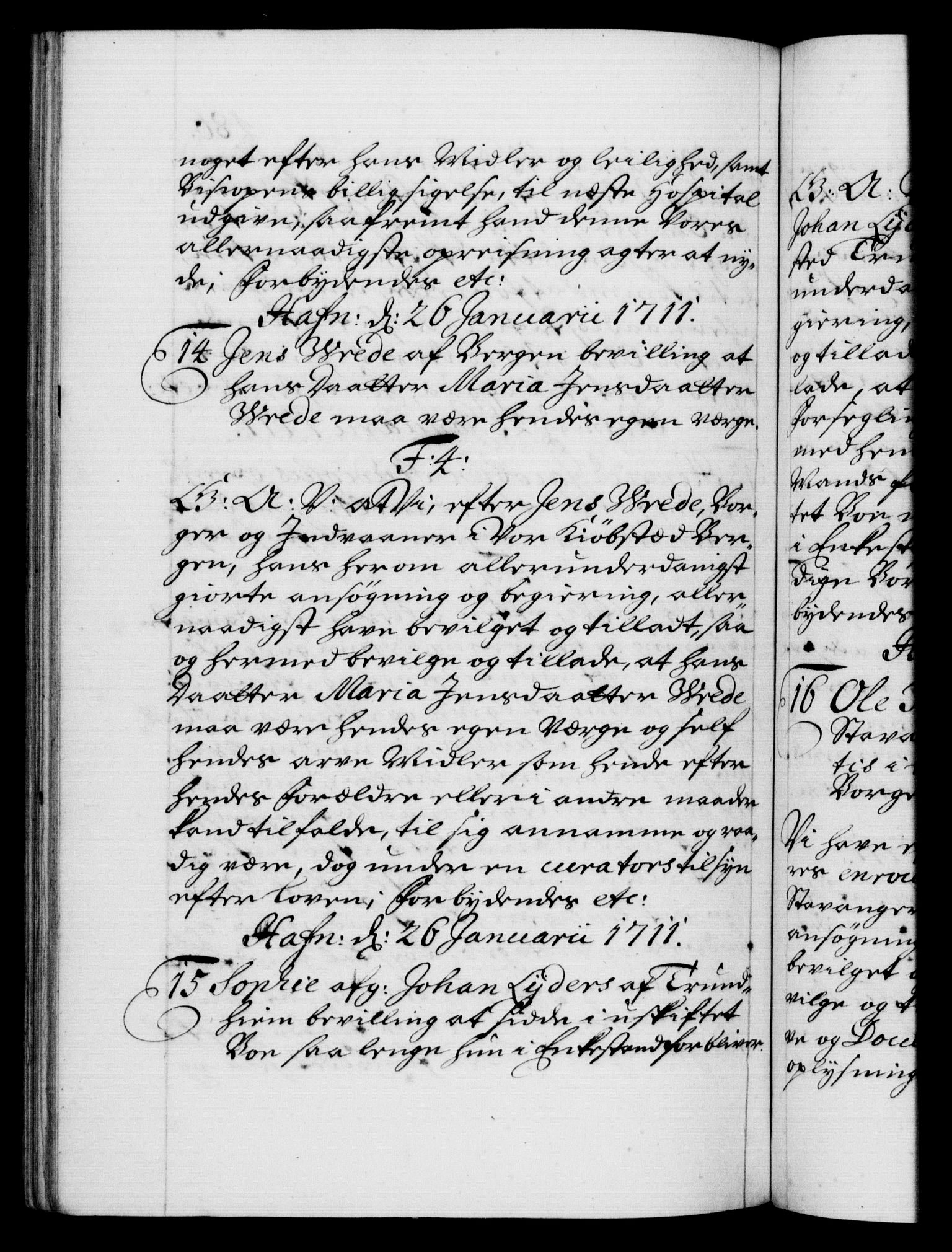 Danske Kanselli 1572-1799, RA/EA-3023/F/Fc/Fca/Fcaa/L0020: Norske registre, 1708-1711, p. 486b