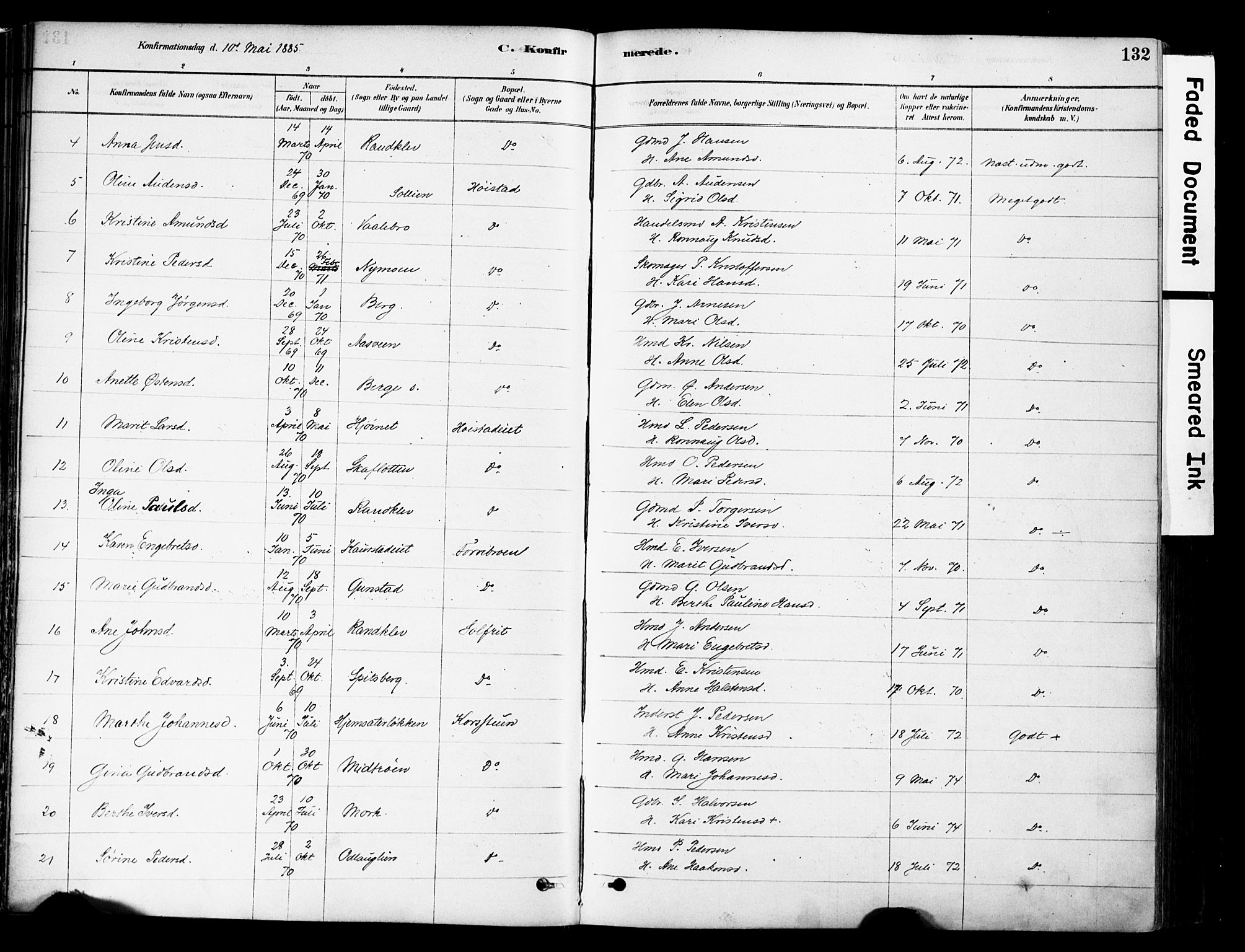 Ringebu prestekontor, AV/SAH-PREST-082/H/Ha/Haa/L0008: Parish register (official) no. 8, 1878-1898, p. 132