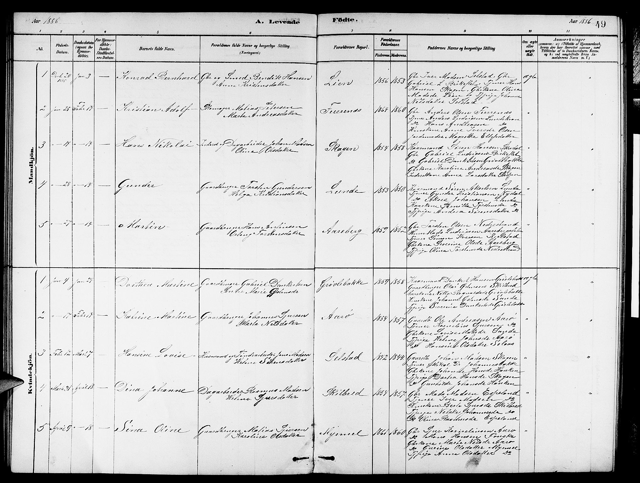 Gaular sokneprestembete, SAB/A-80001/H/Hab: Parish register (copy) no. A 3, 1878-1888, p. 49
