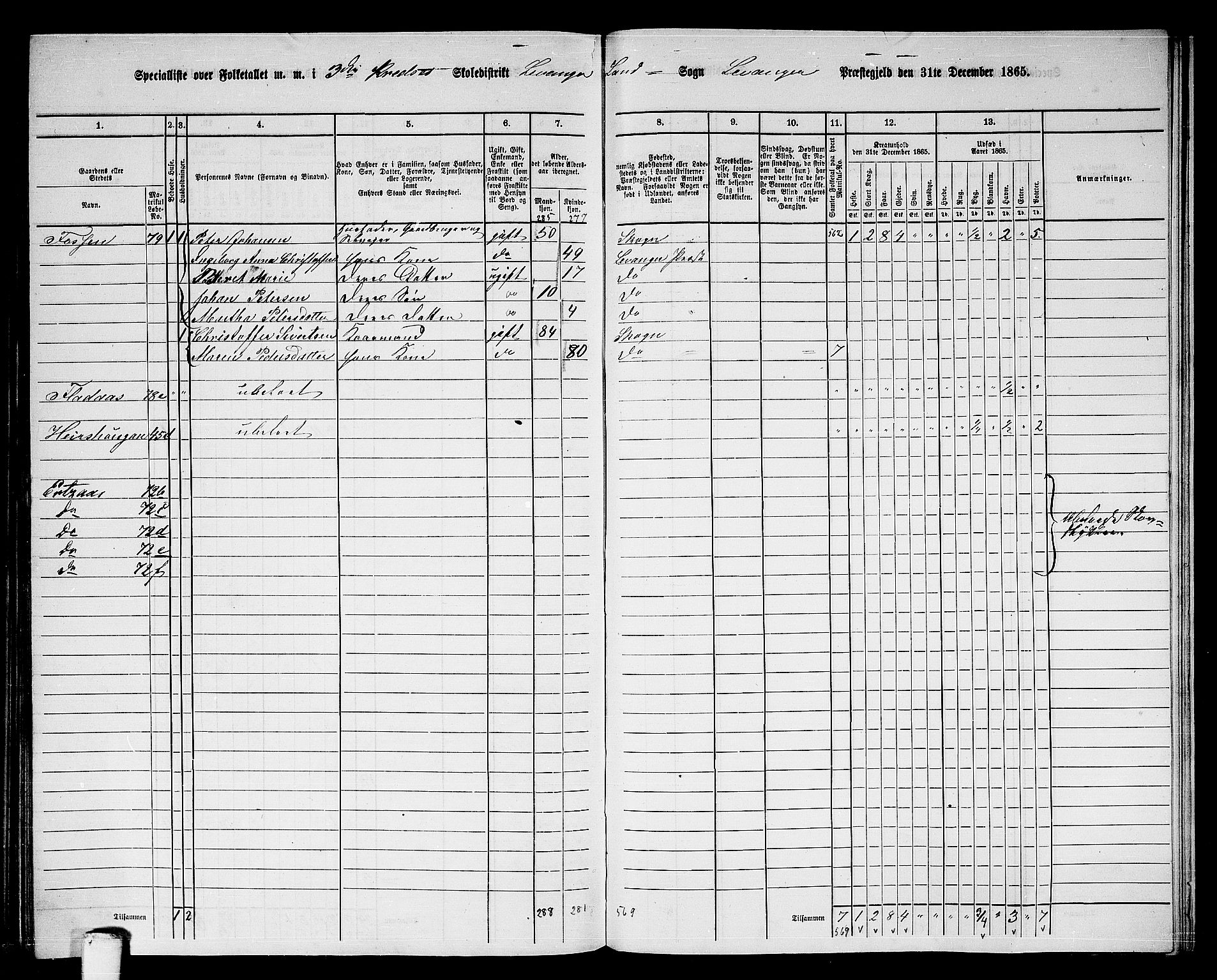 RA, 1865 census for Levanger/Levanger, 1865, p. 79