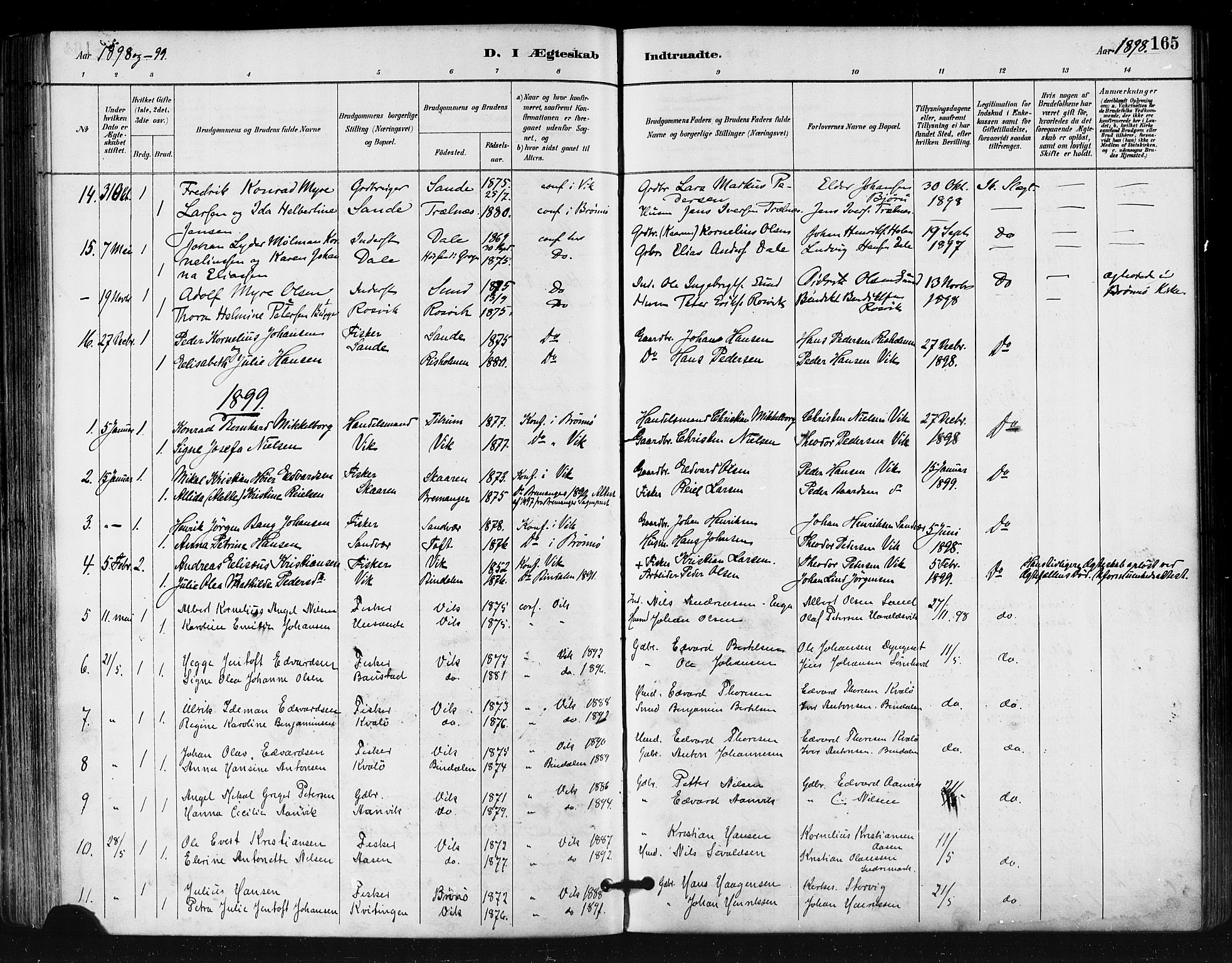 Ministerialprotokoller, klokkerbøker og fødselsregistre - Nordland, SAT/A-1459/812/L0178: Parish register (official) no. 812A07, 1886-1900, p. 165