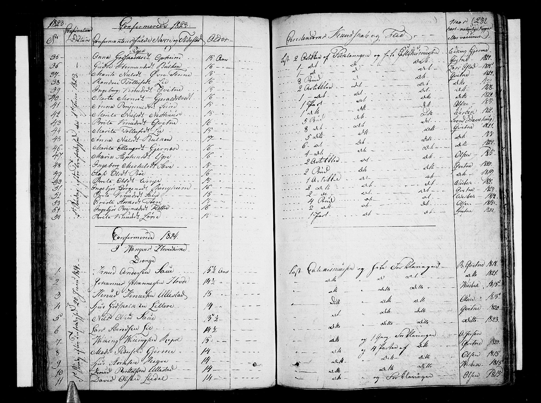 Voss sokneprestembete, SAB/A-79001/H/Haa: Parish register (official) no. A 12, 1823-1837, p. 232