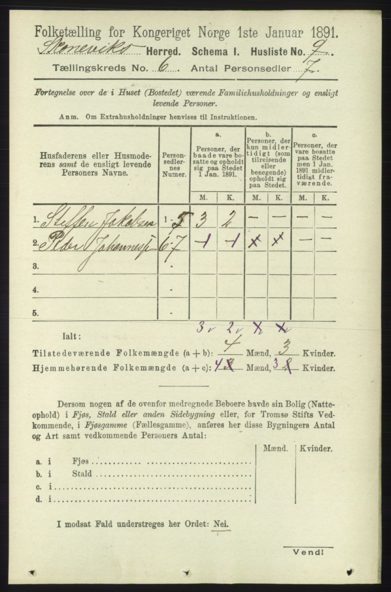 RA, 1891 census for 1212 Skånevik, 1891, p. 1490