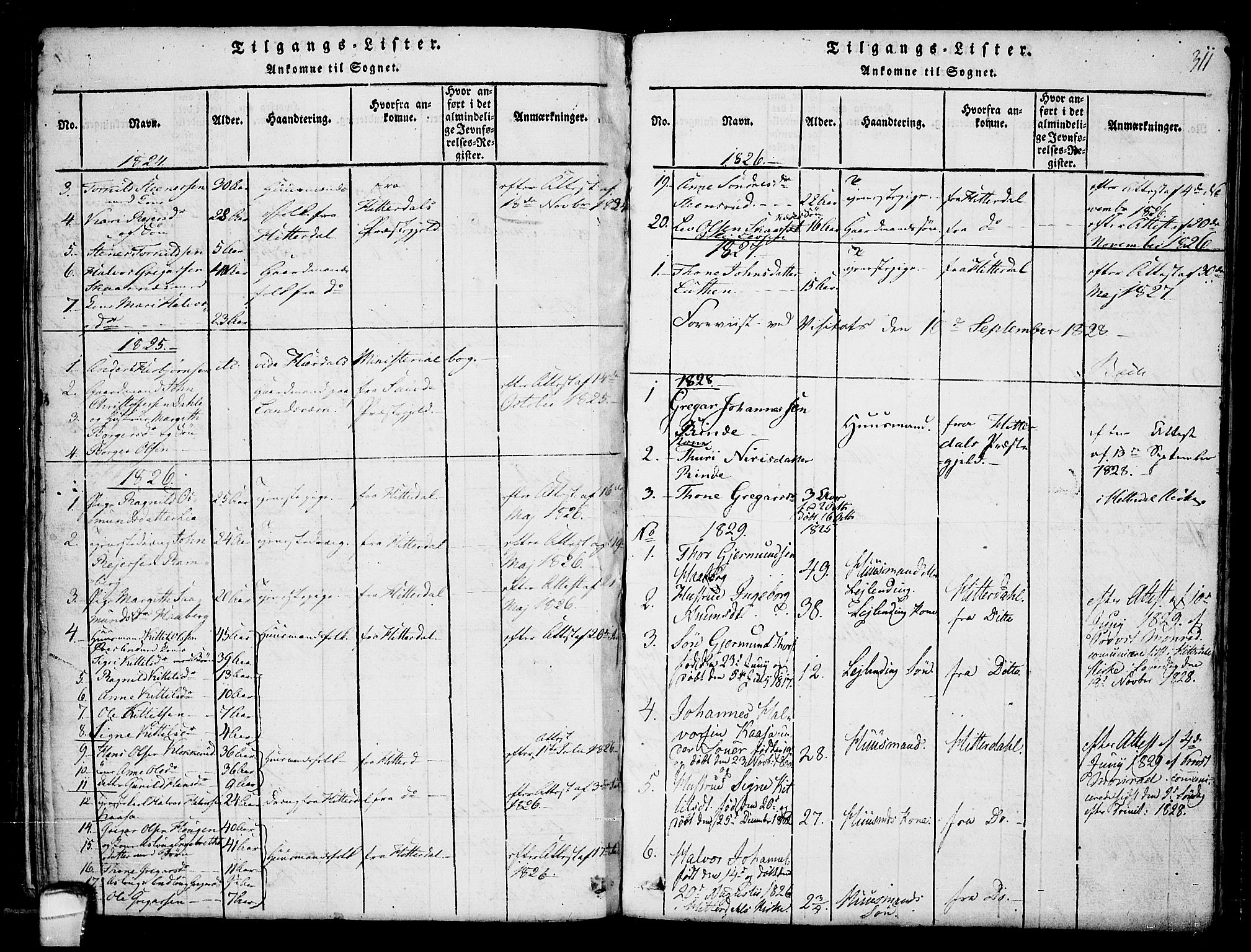 Hjartdal kirkebøker, SAKO/A-270/F/Fb/L0001: Parish register (official) no. II 1, 1815-1843, p. 311