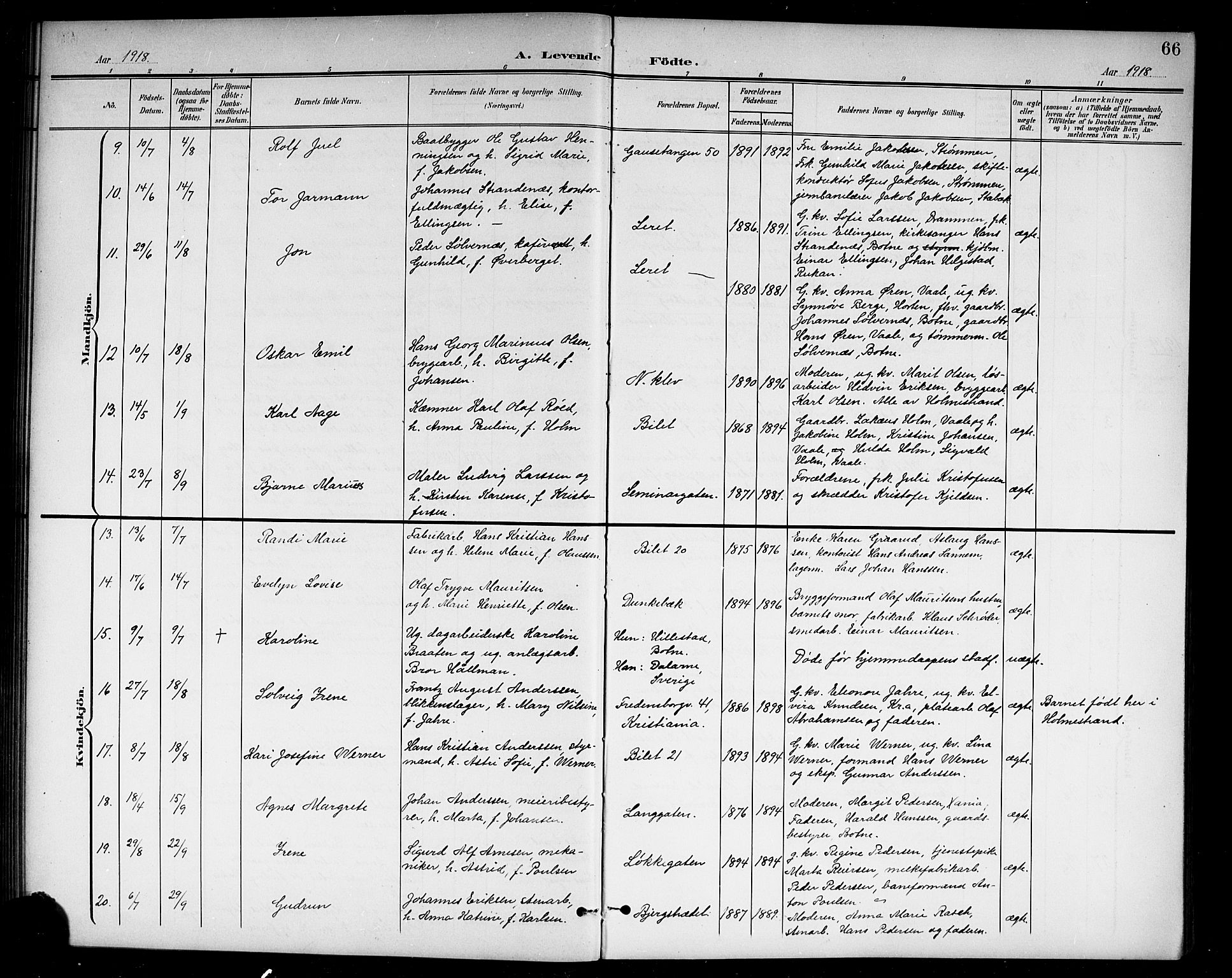 Holmestrand kirkebøker, AV/SAKO-A-346/G/Ga/L0006: Parish register (copy) no. 6, 1901-1923, p. 66