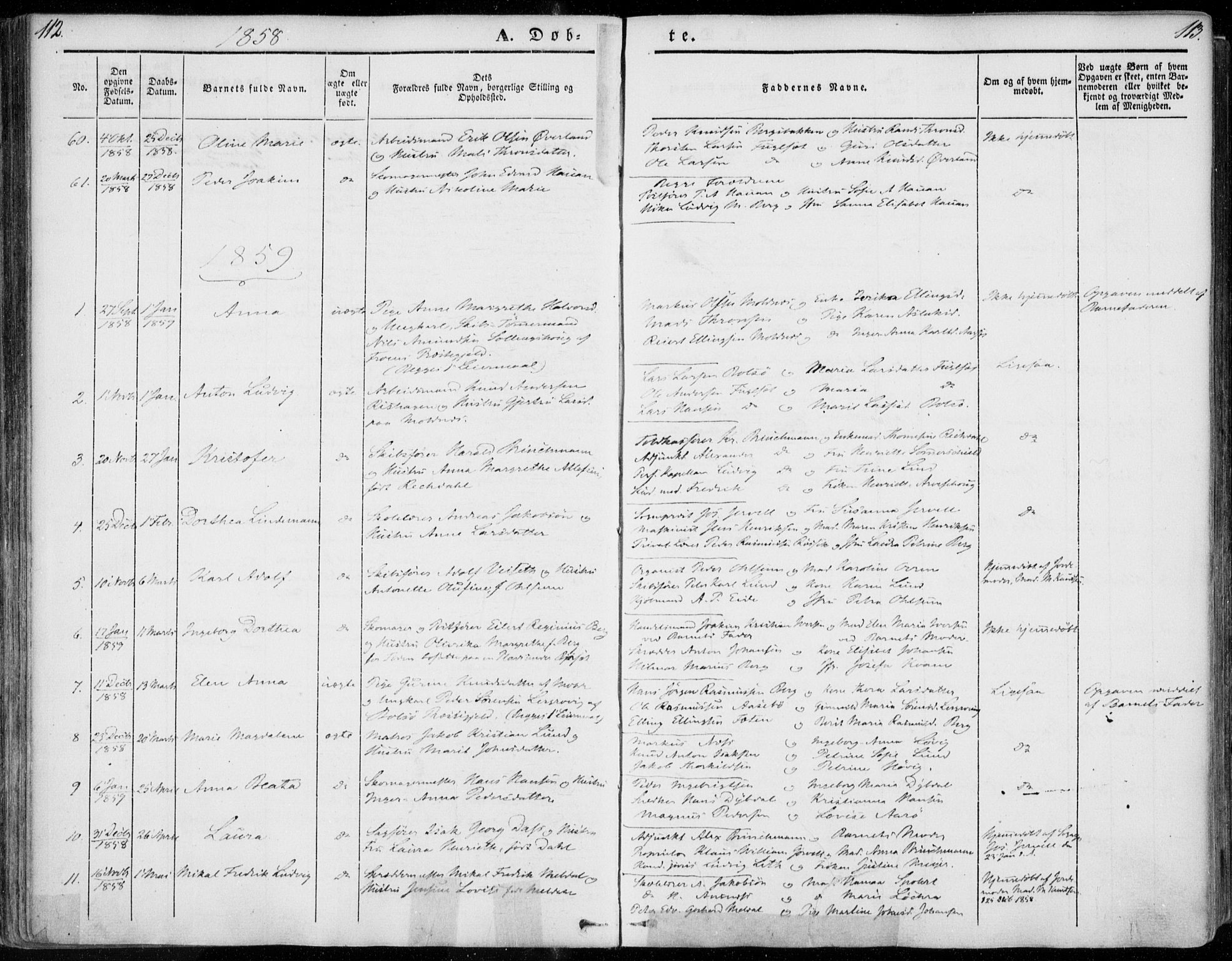 Ministerialprotokoller, klokkerbøker og fødselsregistre - Møre og Romsdal, AV/SAT-A-1454/558/L0689: Parish register (official) no. 558A03, 1843-1872, p. 112-113