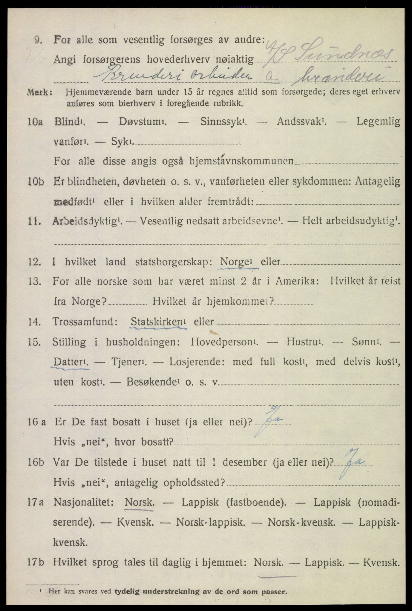SAT, 1920 census for Inderøy, 1920, p. 2126