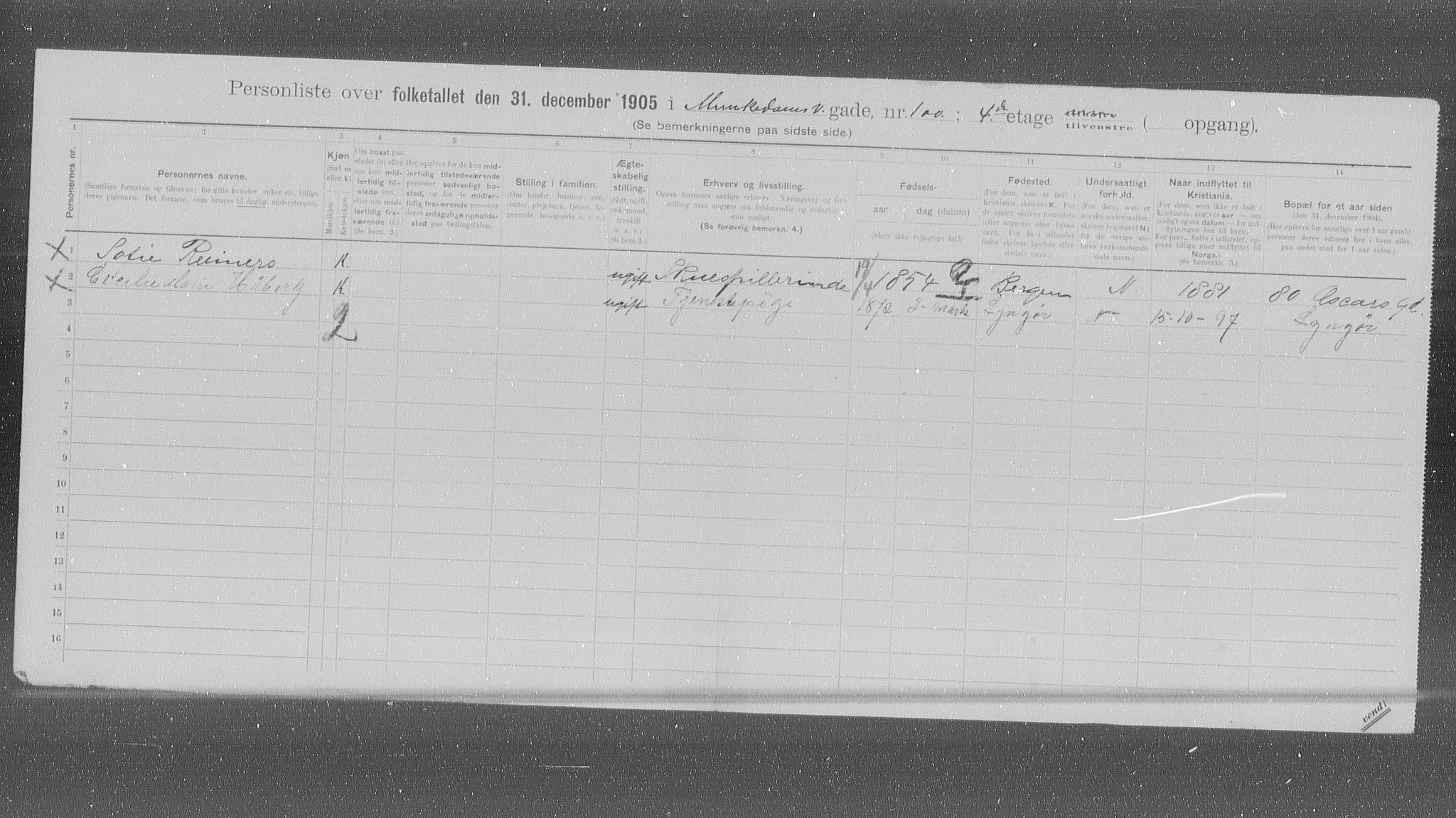 OBA, Municipal Census 1905 for Kristiania, 1905, p. 35685