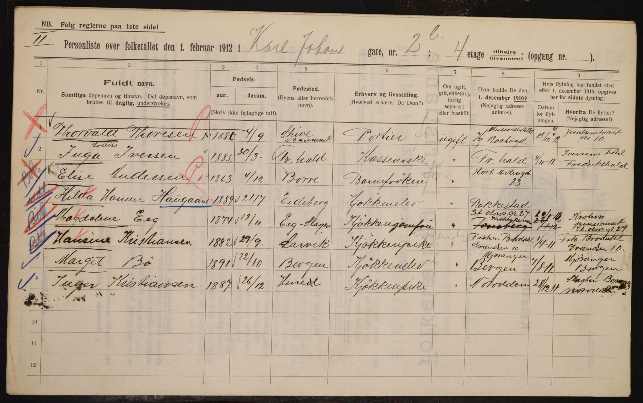 OBA, Municipal Census 1912 for Kristiania, 1912, p. 48999