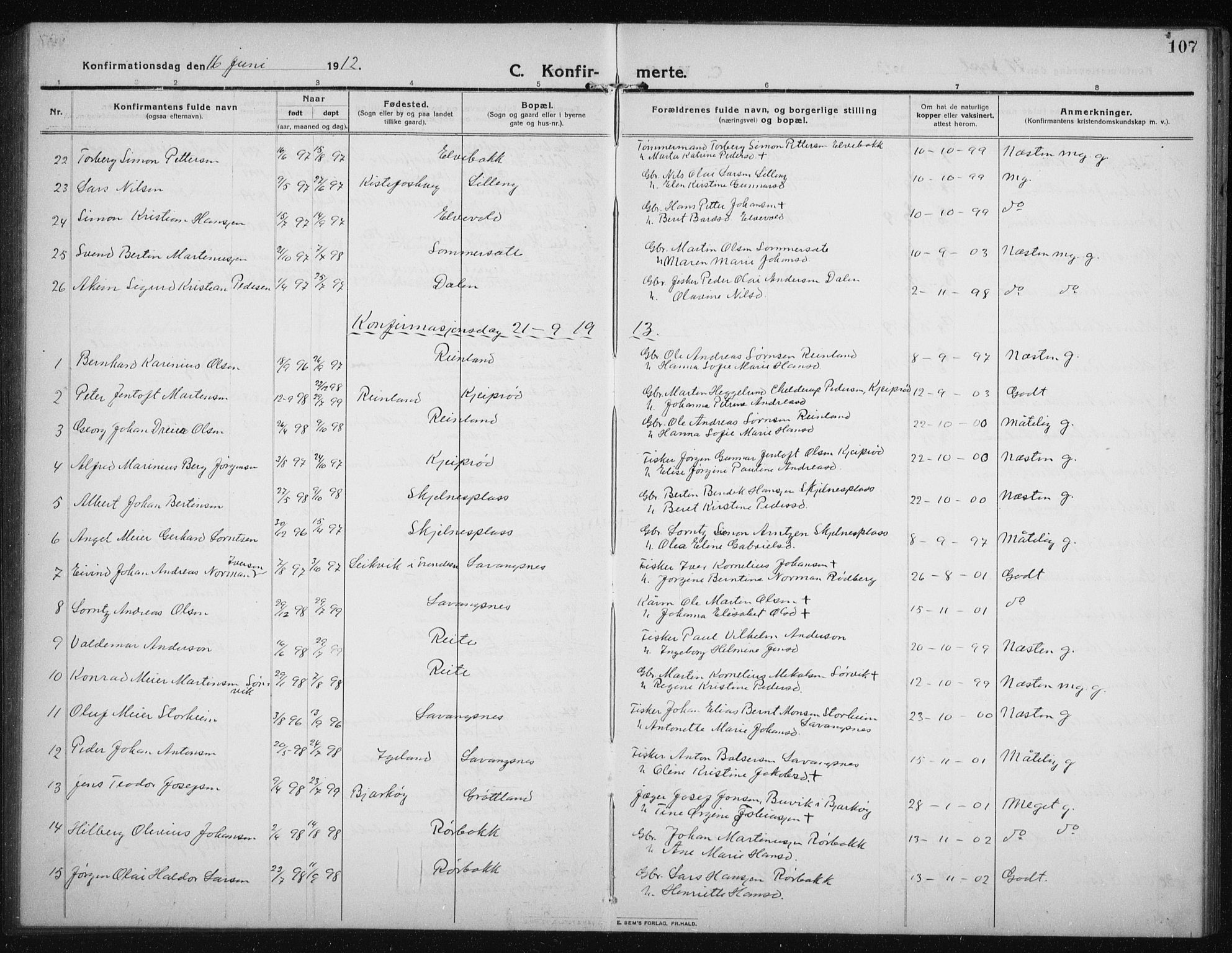 Salangen sokneprestembete, SATØ/S-1324/H/Ha/L0005klokker: Parish register (copy) no. 5, 1918-1937, p. 107
