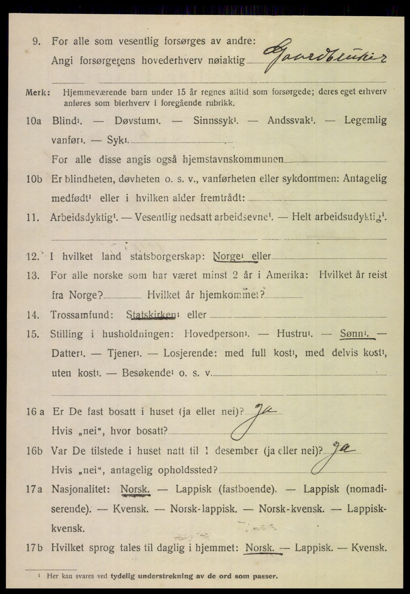 SAT, 1920 census for Steigen, 1920, p. 1115