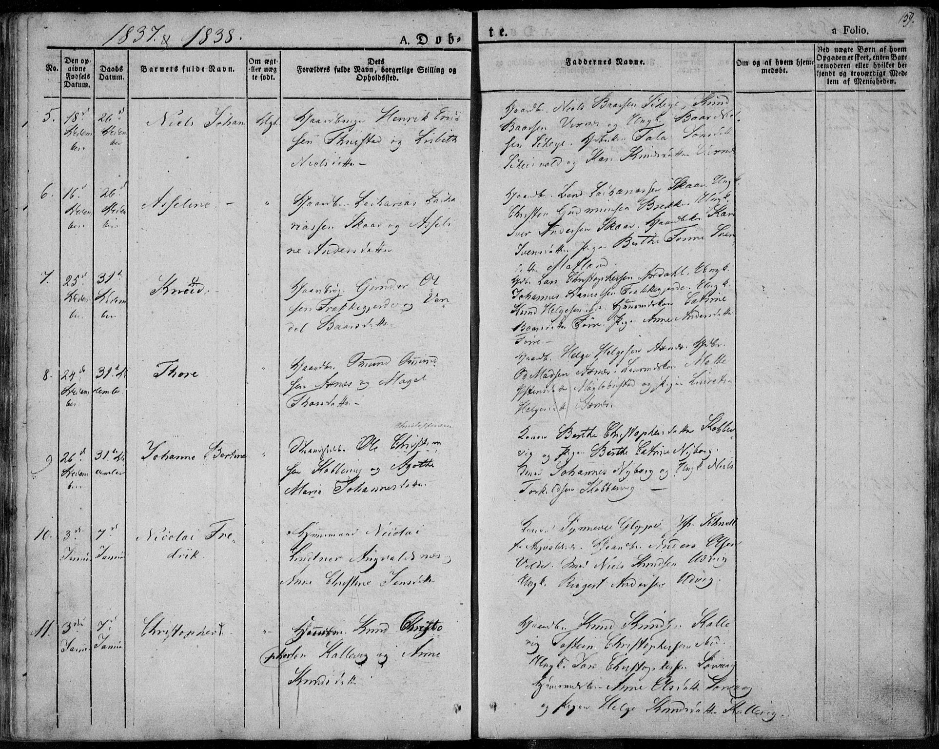 Avaldsnes sokneprestkontor, SAST/A -101851/H/Ha/Haa/L0005: Parish register (official) no. A 5.1, 1825-1841, p. 159