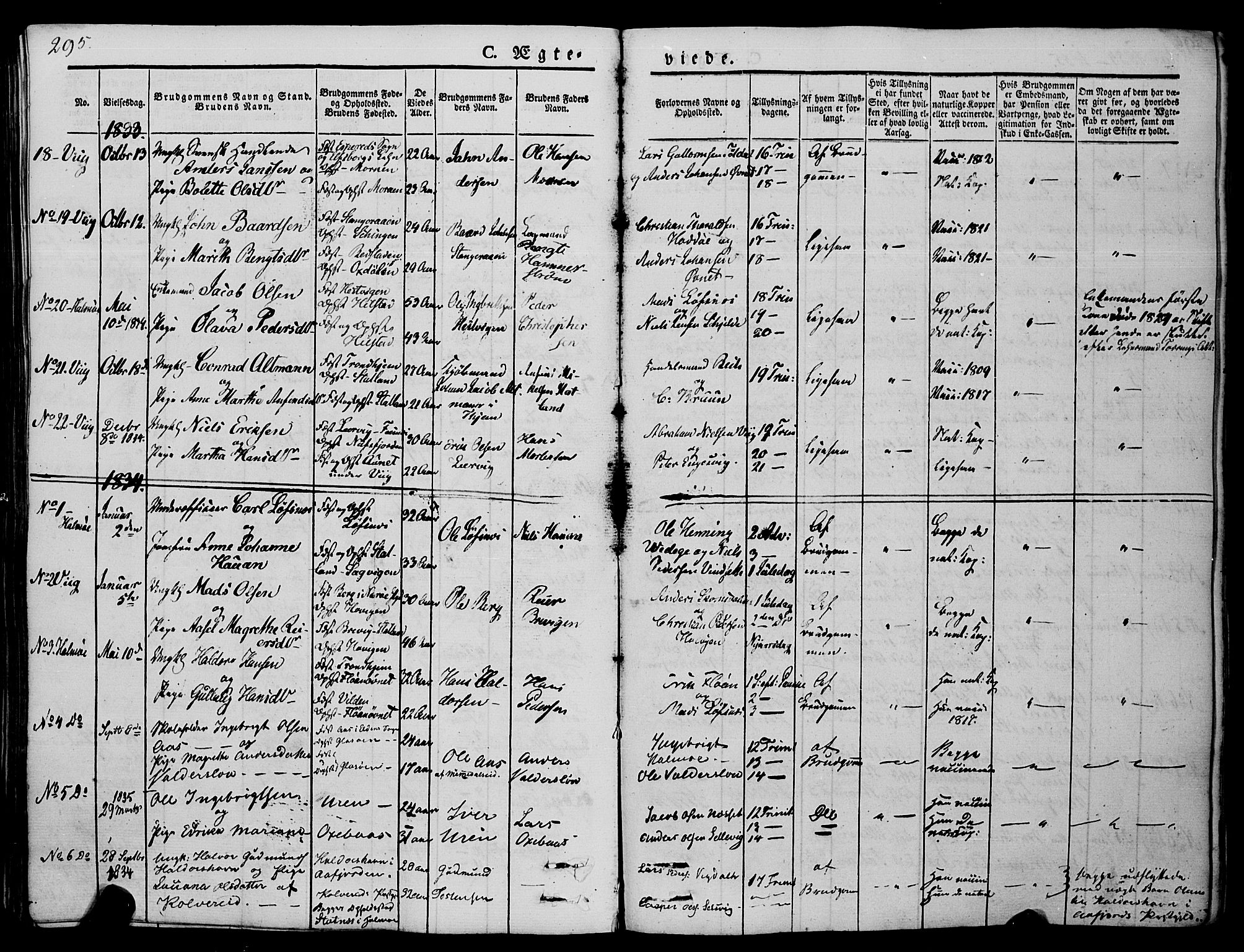 Ministerialprotokoller, klokkerbøker og fødselsregistre - Nord-Trøndelag, SAT/A-1458/773/L0614: Parish register (official) no. 773A05, 1831-1856, p. 295