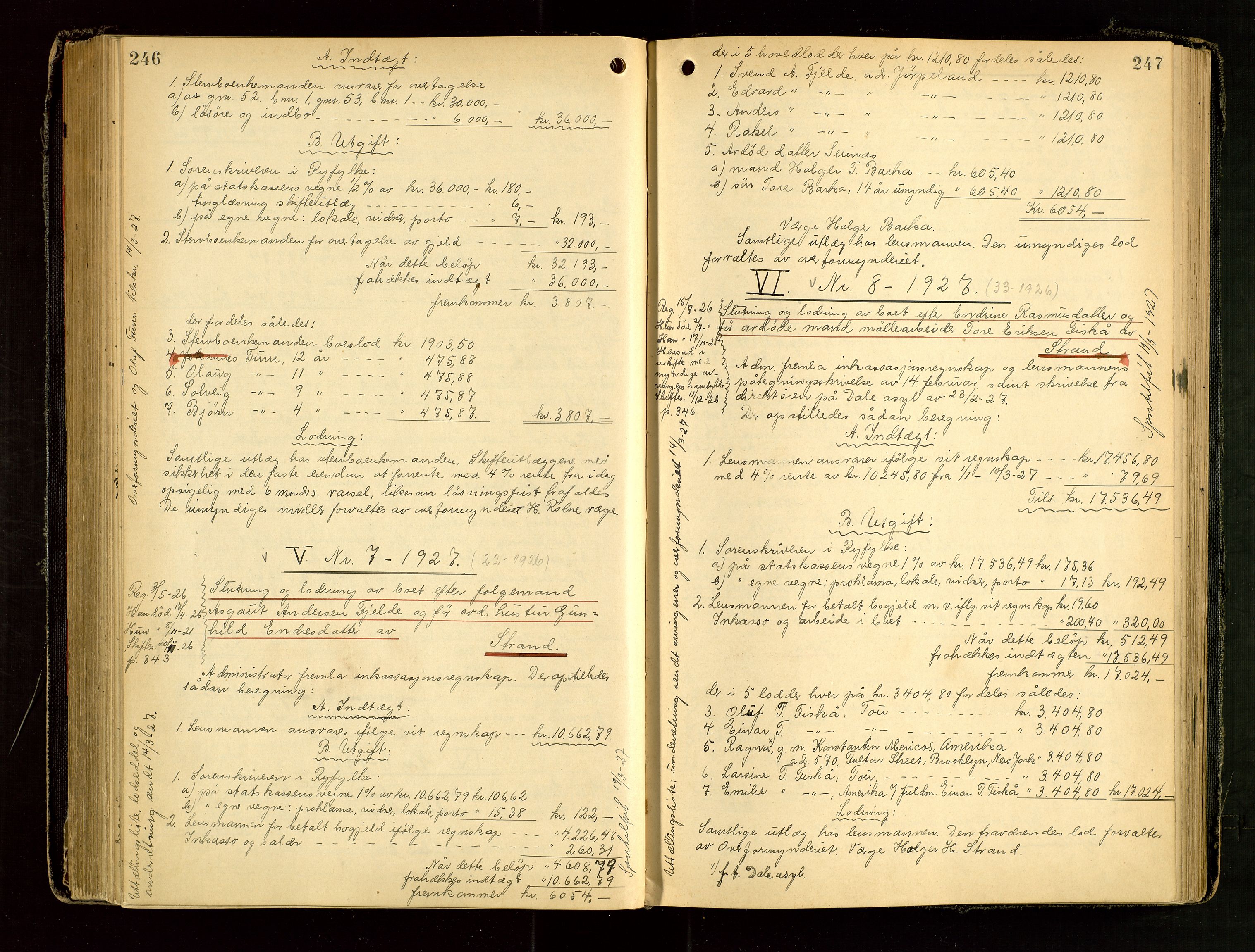 Ryfylke tingrett, AV/SAST-A-100055/001/IV/IVG/L0006: Skifteutlodningsprotokoll Med register, 1924-1929, p. 246-247