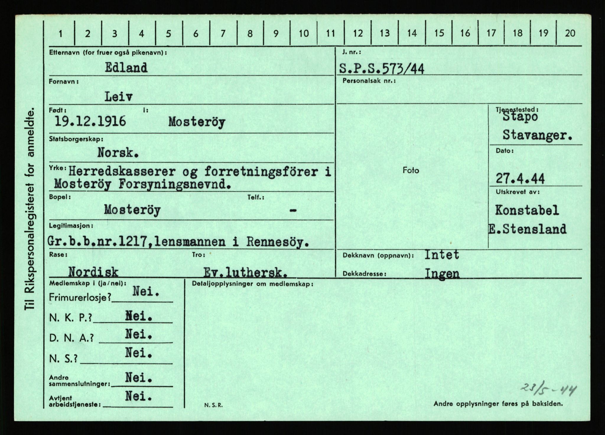 Statspolitiet - Hovedkontoret / Osloavdelingen, AV/RA-S-1329/C/Ca/L0003: Brechan - Eichinger	, 1943-1945, p. 4684