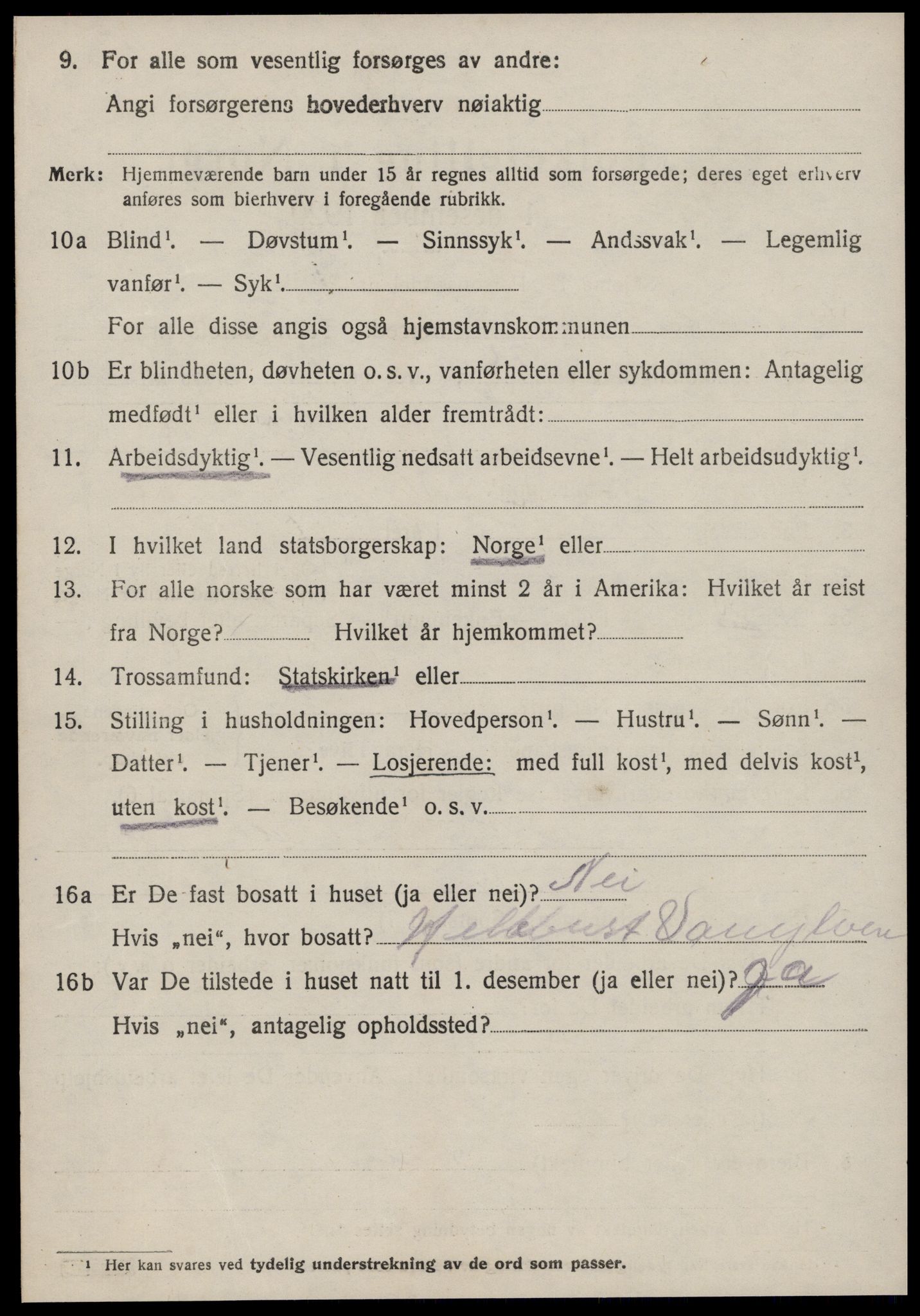 SAT, 1920 census for Vanylven, 1920, p. 3270