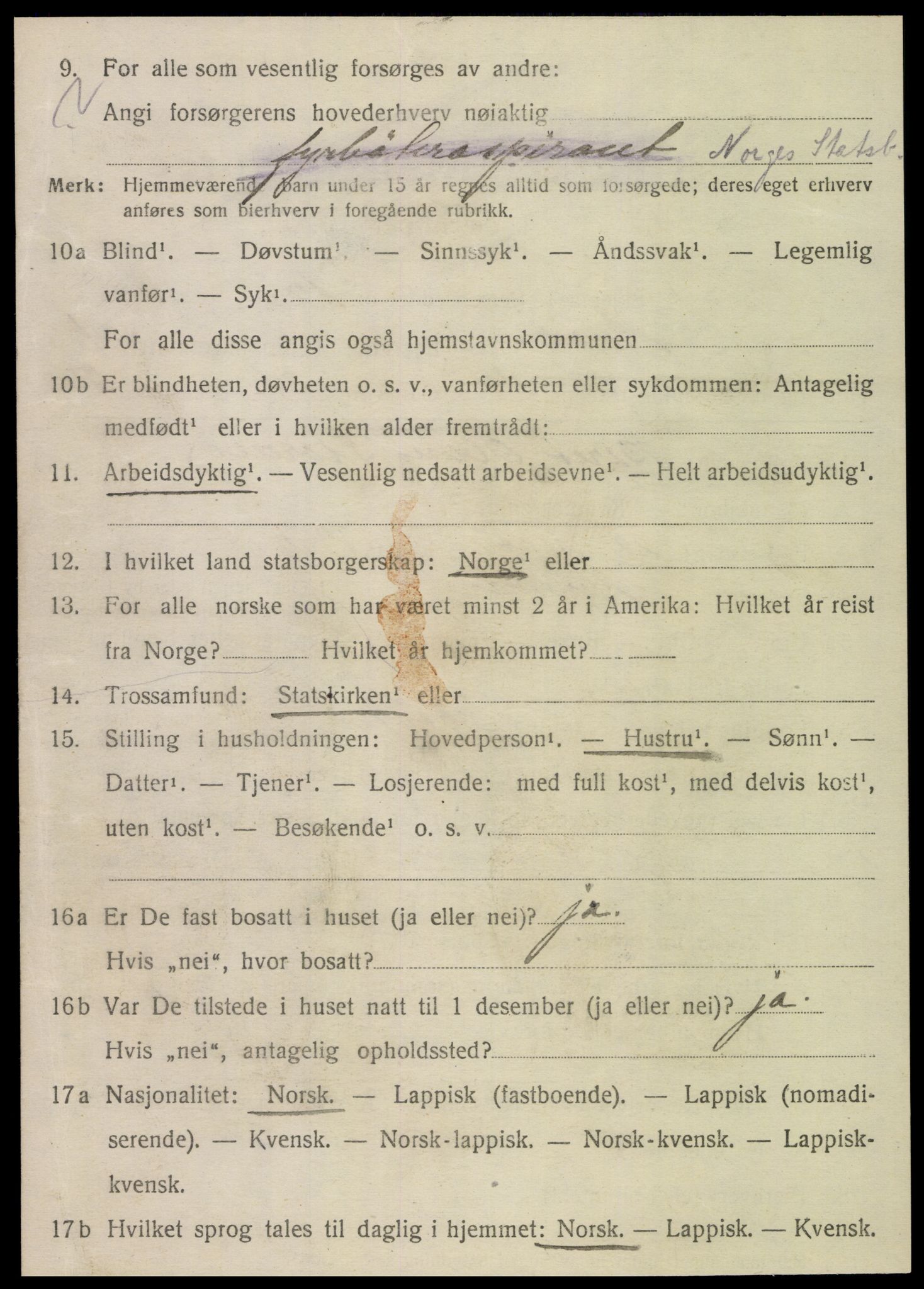 SAT, 1920 census for Meråker, 1920, p. 4031