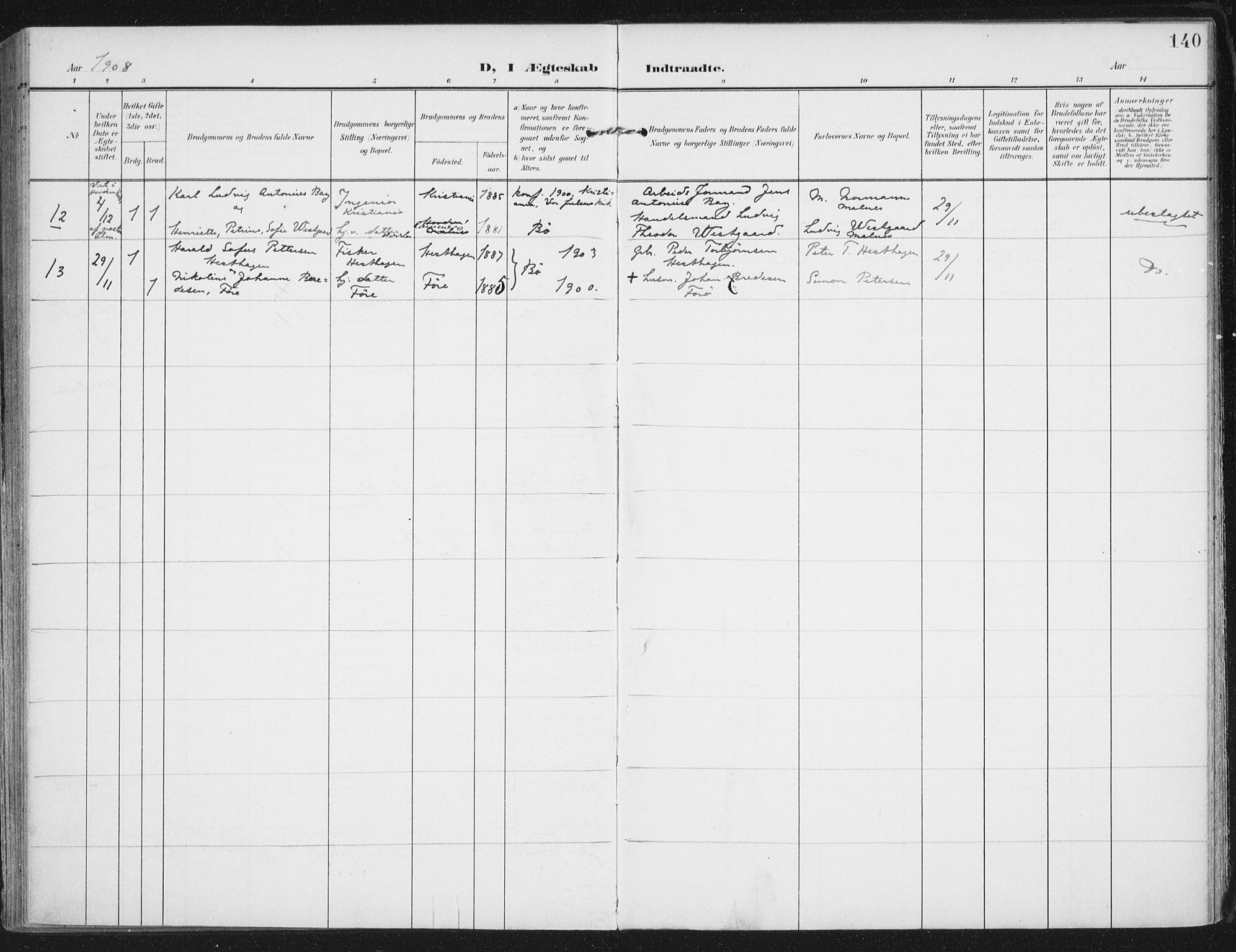 Ministerialprotokoller, klokkerbøker og fødselsregistre - Nordland, SAT/A-1459/892/L1321: Parish register (official) no. 892A02, 1902-1918, p. 140