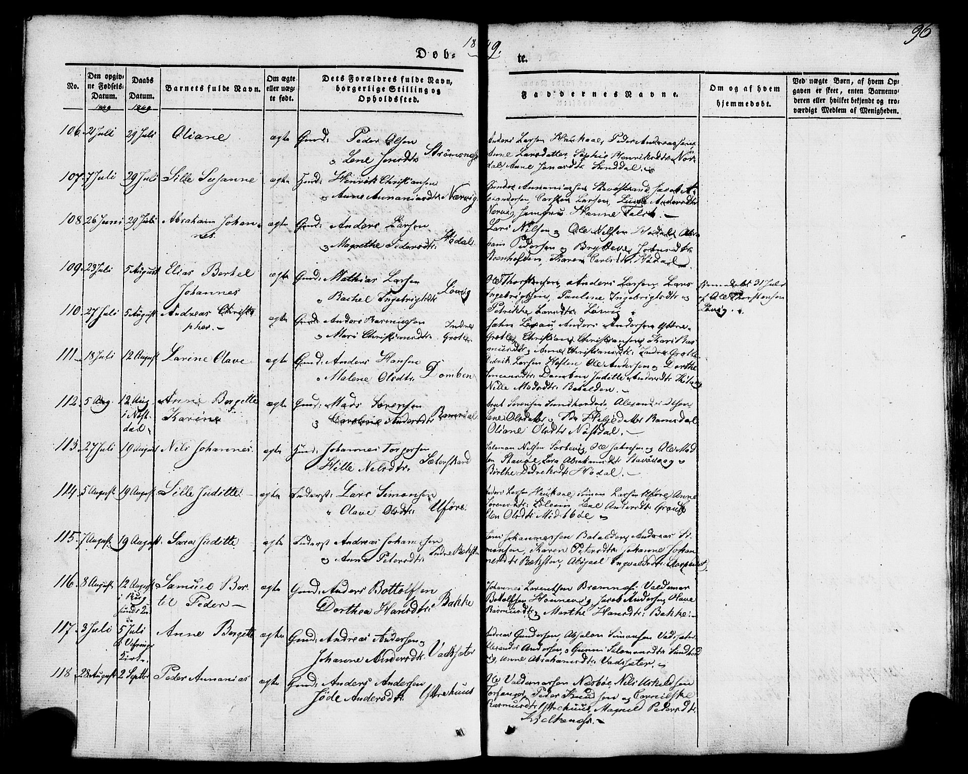 Kinn sokneprestembete, SAB/A-80801/H/Haa/Haaa/L0005: Parish register (official) no. A 5, 1841-1857, p. 96