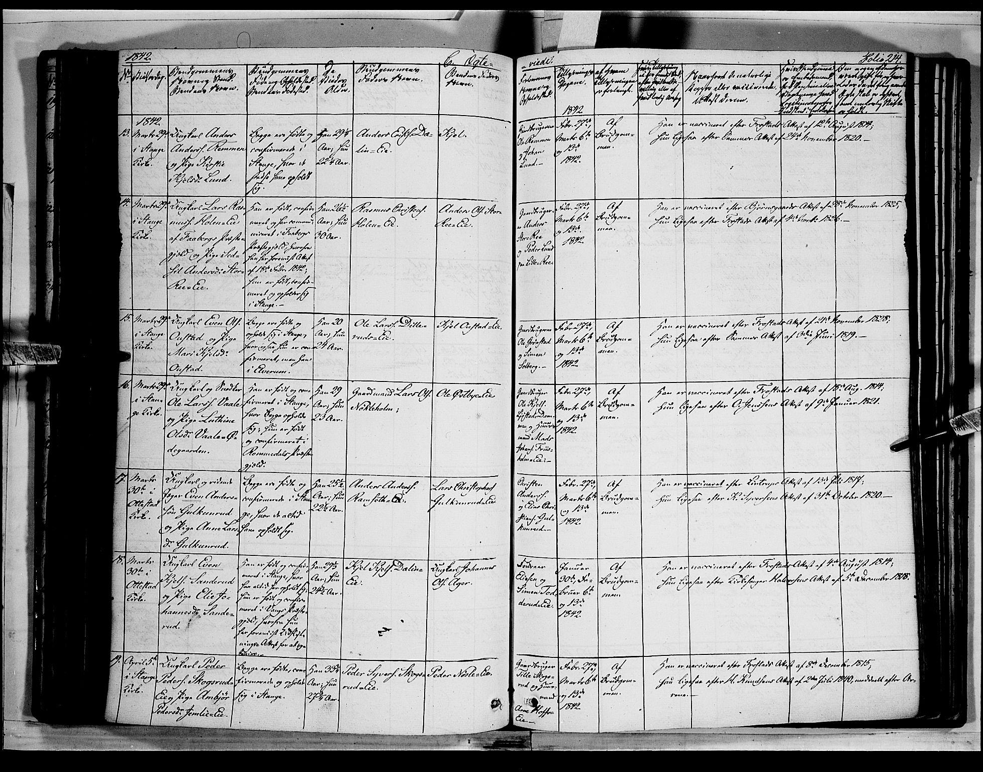 Stange prestekontor, AV/SAH-PREST-002/K/L0010: Parish register (official) no. 10, 1835-1845, p. 214