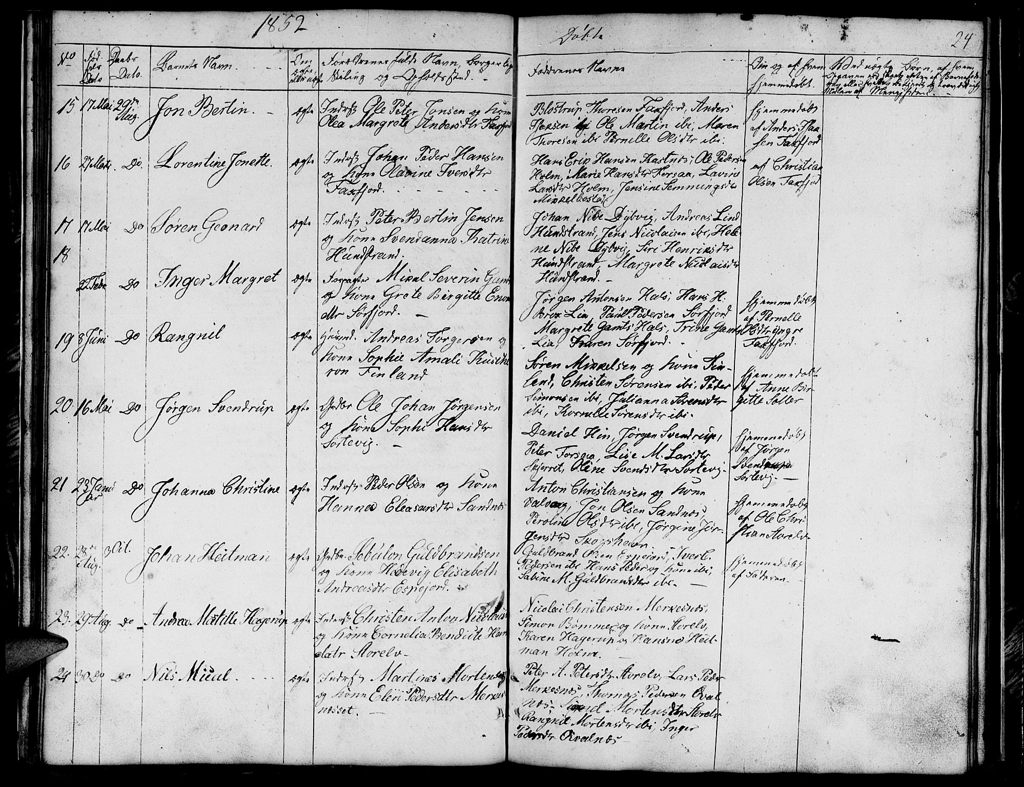 Tranøy sokneprestkontor, AV/SATØ-S-1313/I/Ia/Iab/L0011klokker: Parish register (copy) no. 11, 1845-1859, p. 24