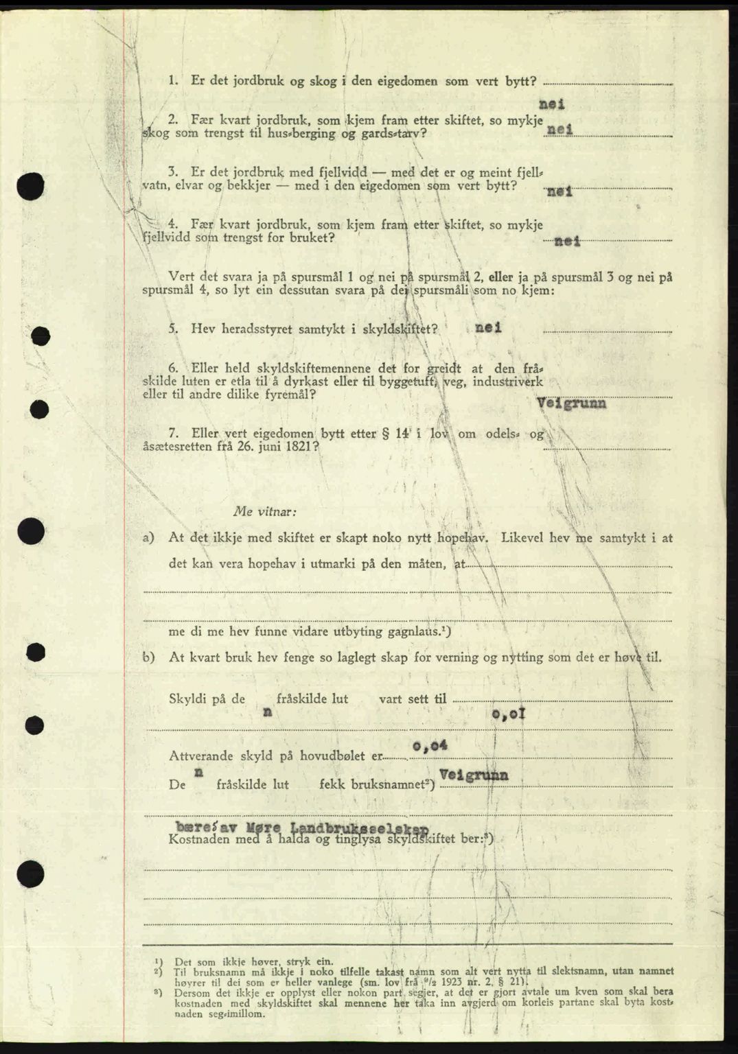 Nordre Sunnmøre sorenskriveri, AV/SAT-A-0006/1/2/2C/2Ca: Mortgage book no. A23, 1946-1947, Diary no: : 1946/1946