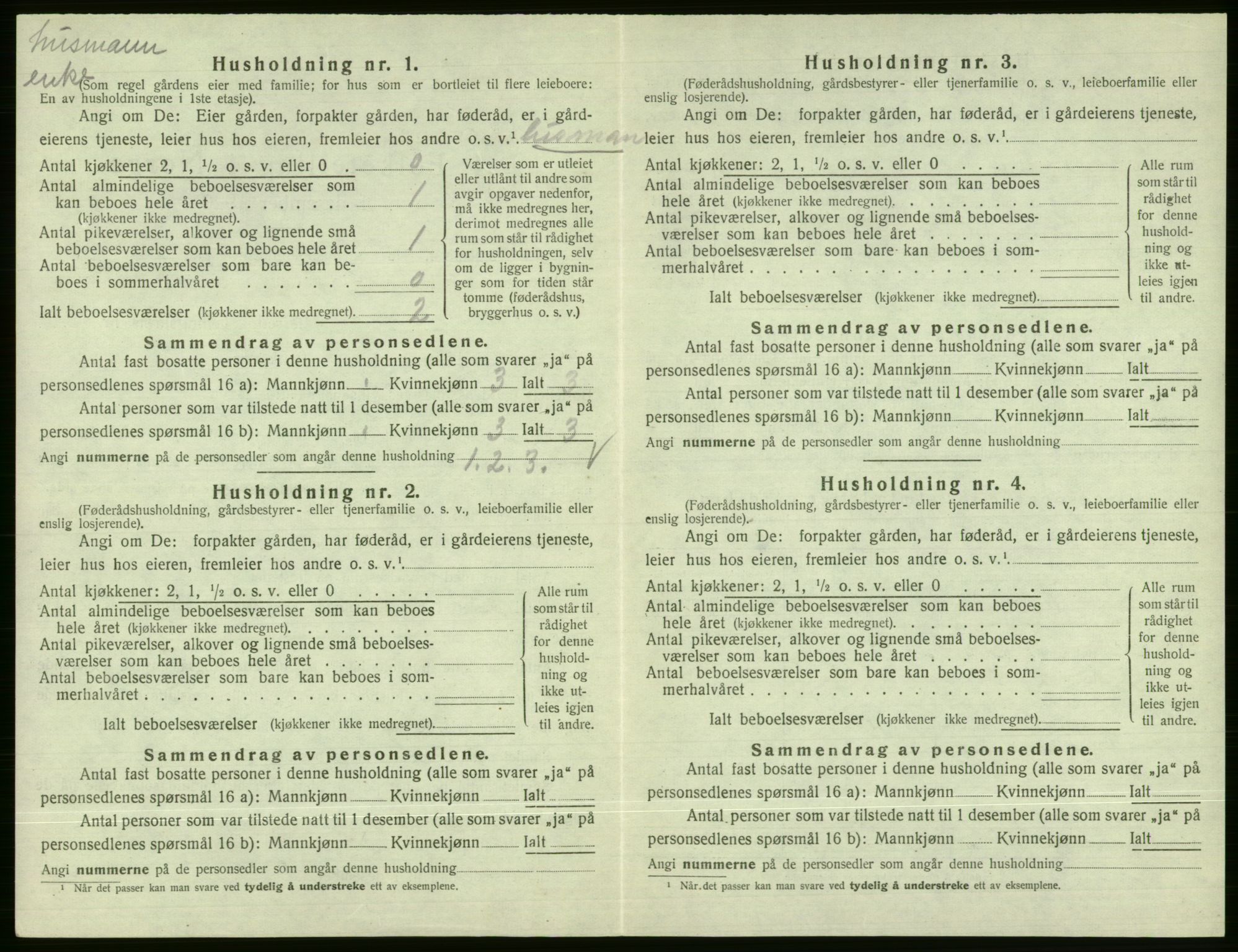 SAB, 1920 census for Vossestrand, 1920, p. 111