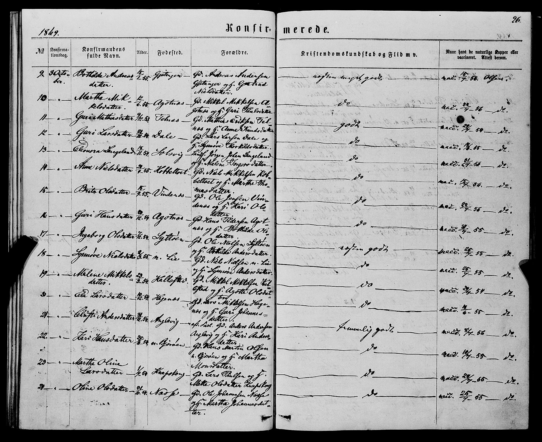 Fjell sokneprestembete, SAB/A-75301/H/Haa: Parish register (official) no. A 5, 1864-1877, p. 26