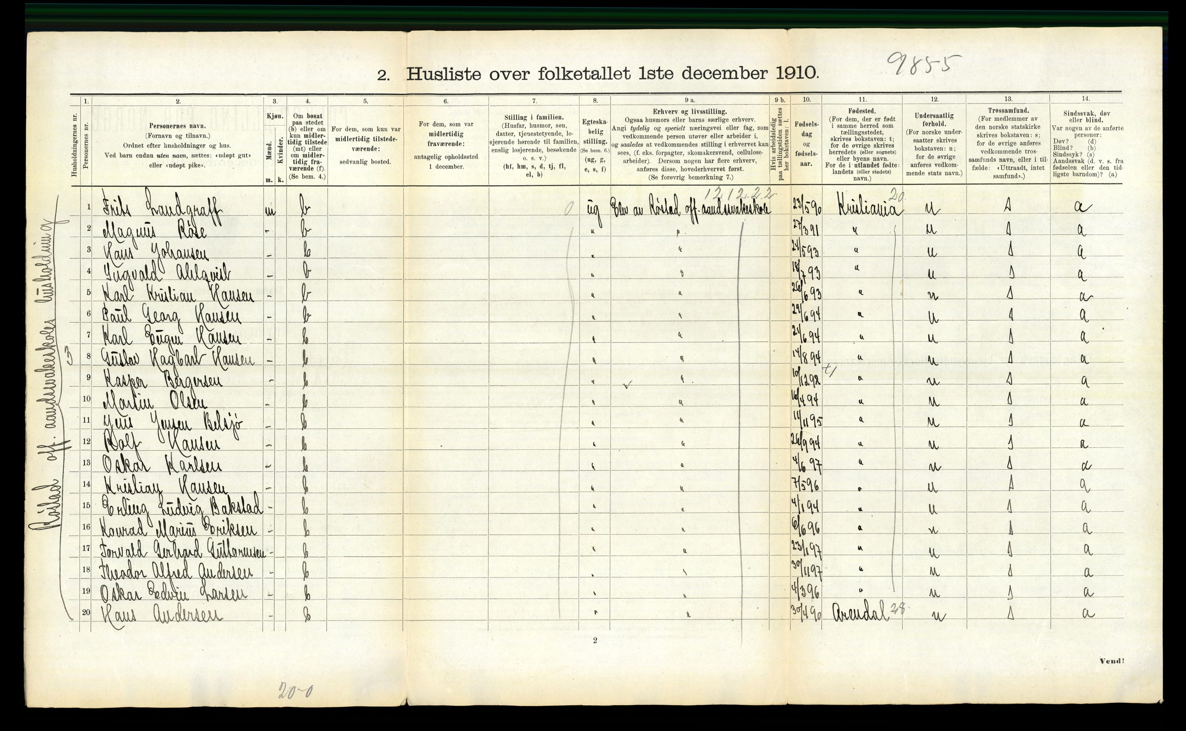 RA, 1910 census for Levanger, 1910, p. 649
