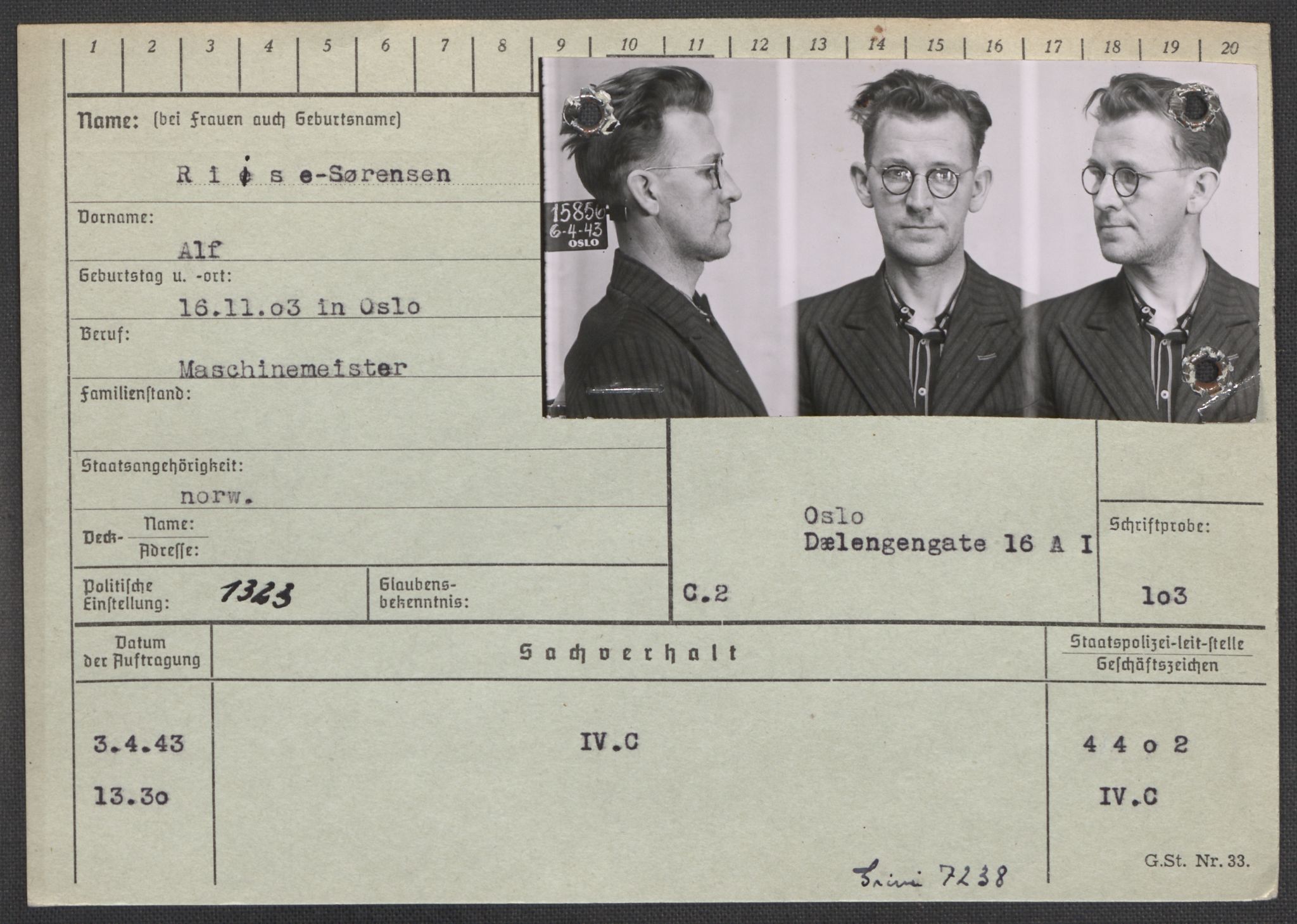 Befehlshaber der Sicherheitspolizei und des SD, AV/RA-RAFA-5969/E/Ea/Eaa/L0008: Register over norske fanger i Møllergata 19: Oelze-Ru, 1940-1945, p. 1170