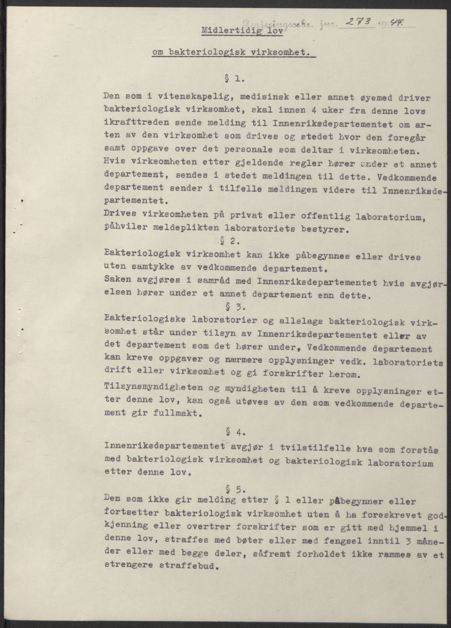 NS-administrasjonen 1940-1945 (Statsrådsekretariatet, de kommisariske statsråder mm), AV/RA-S-4279/D/Db/L0100: Lover, 1944, p. 507