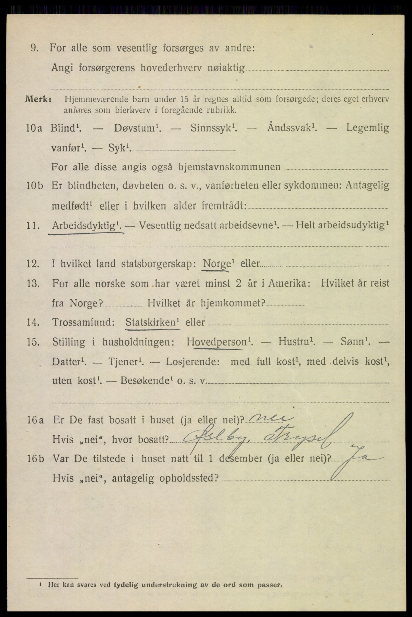 SAH, 1920 census for Trysil, 1920, p. 12710