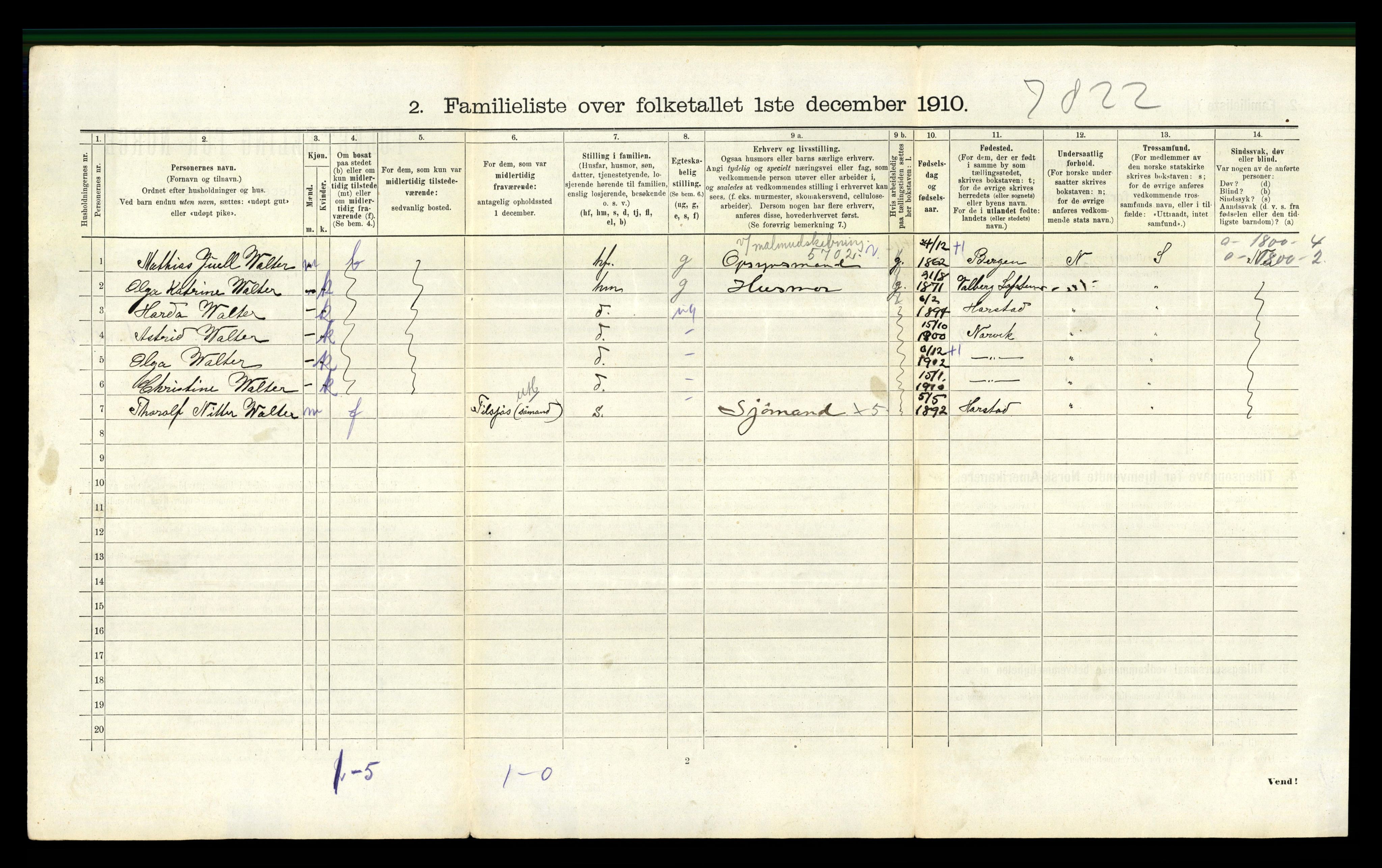 RA, 1910 census for Narvik, 1910, p. 2340