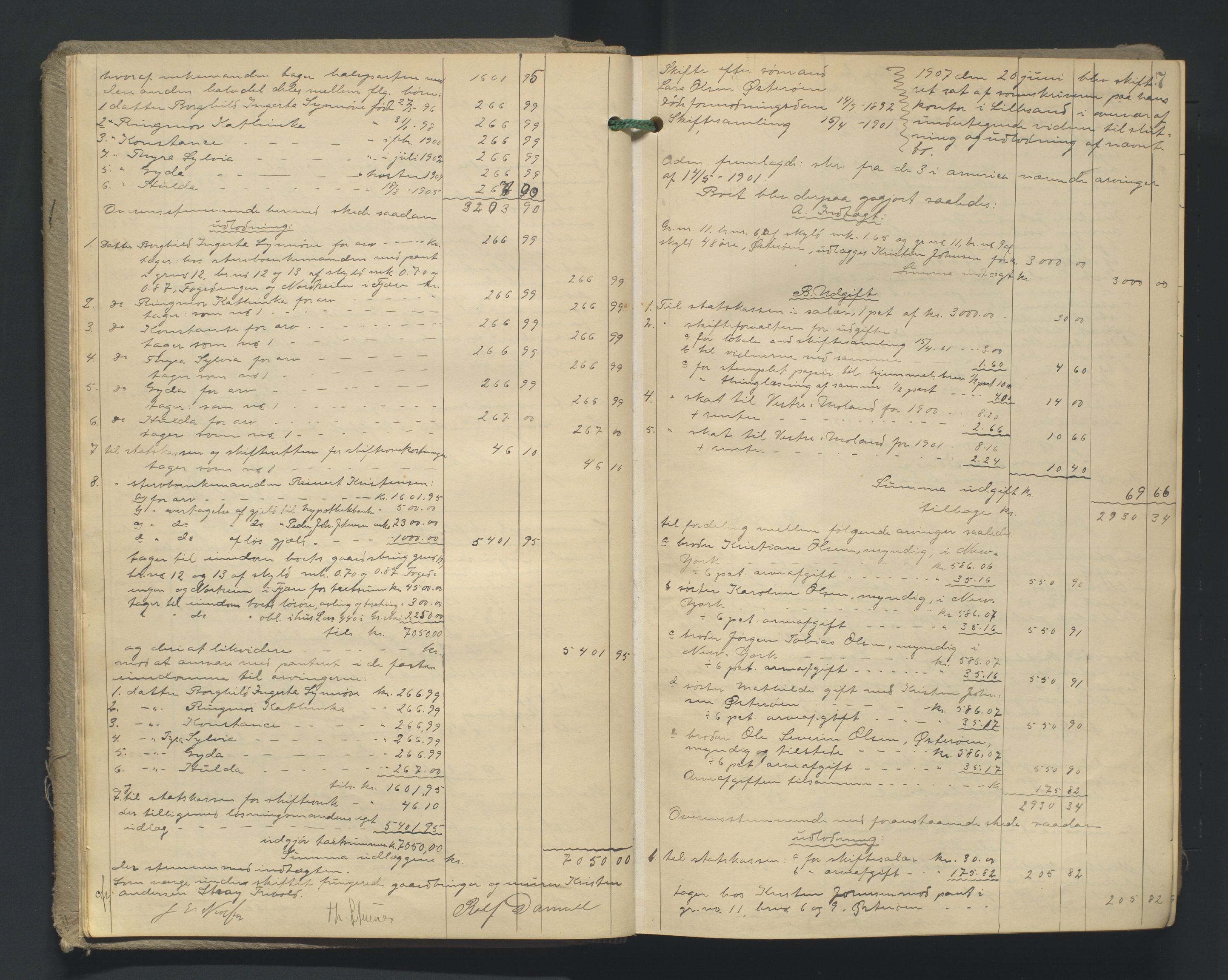 Vestre Nedenes/Sand sorenskriveri, AV/SAK-1221-0010/H/Hc/L0021: Skifteutlodningsprotokoll nr. 8, 1907-1919, p. 7